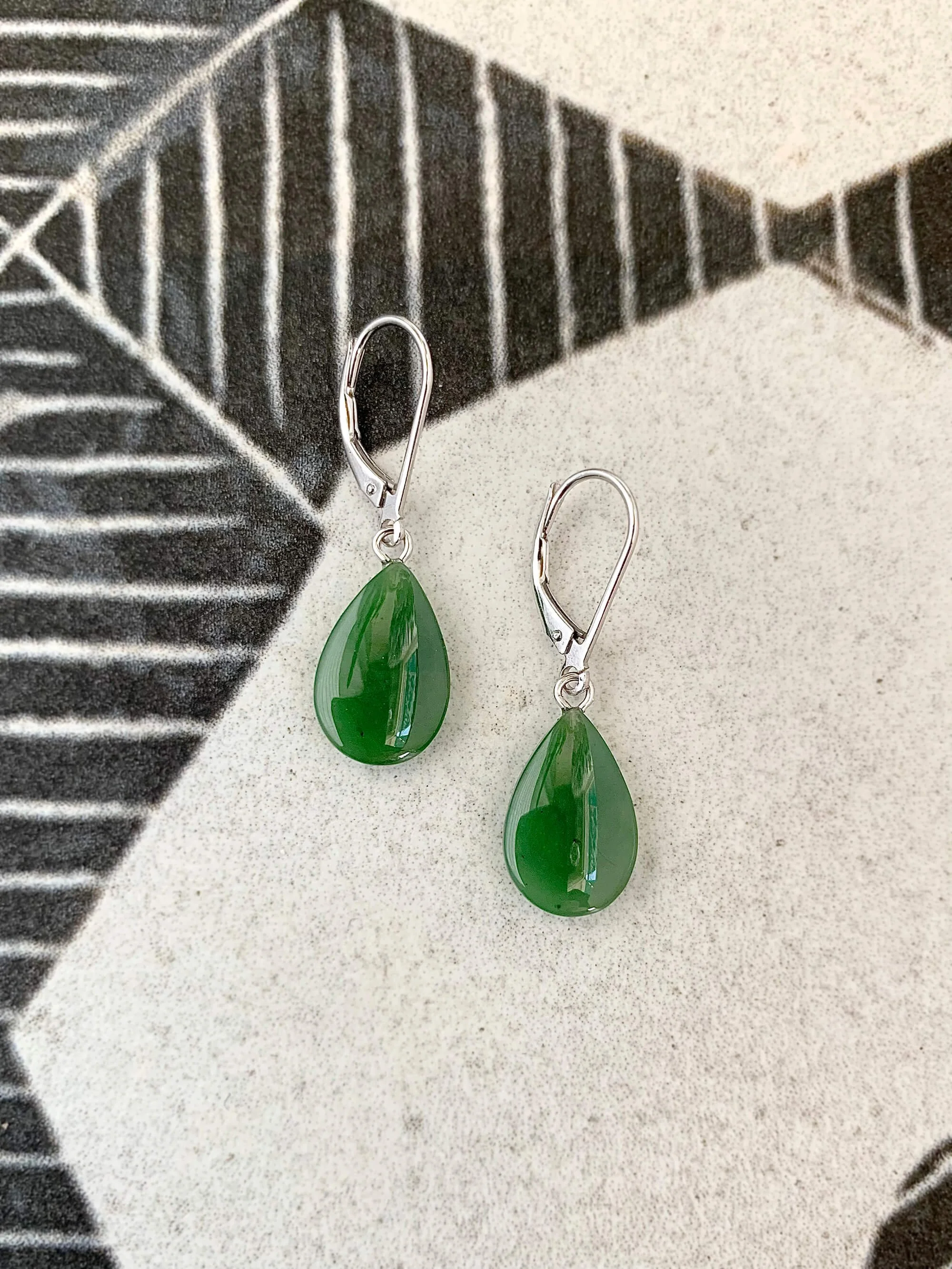 Prosperous Jade Silver Earrings