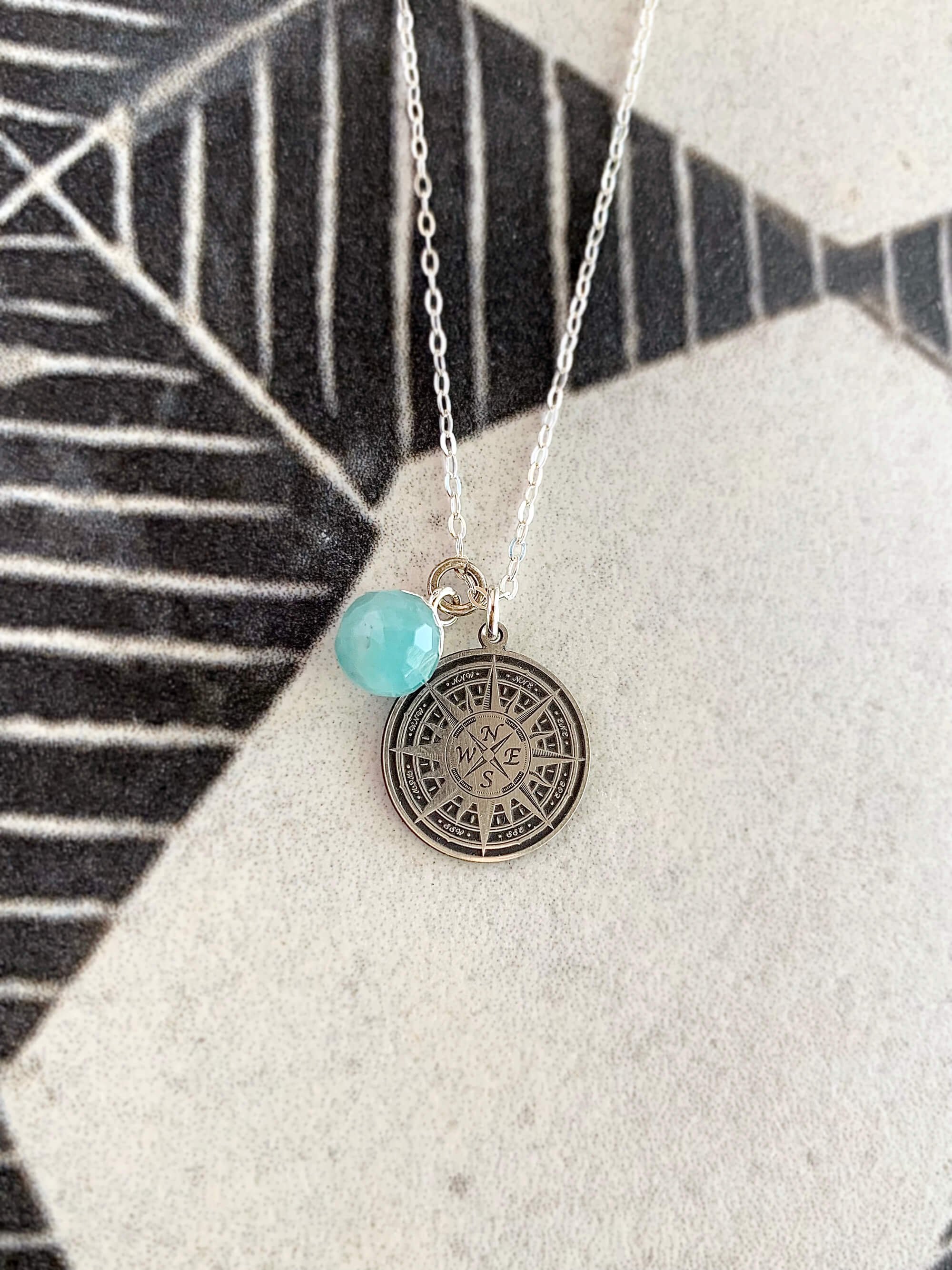 Compass Amazonite Silver Necklace