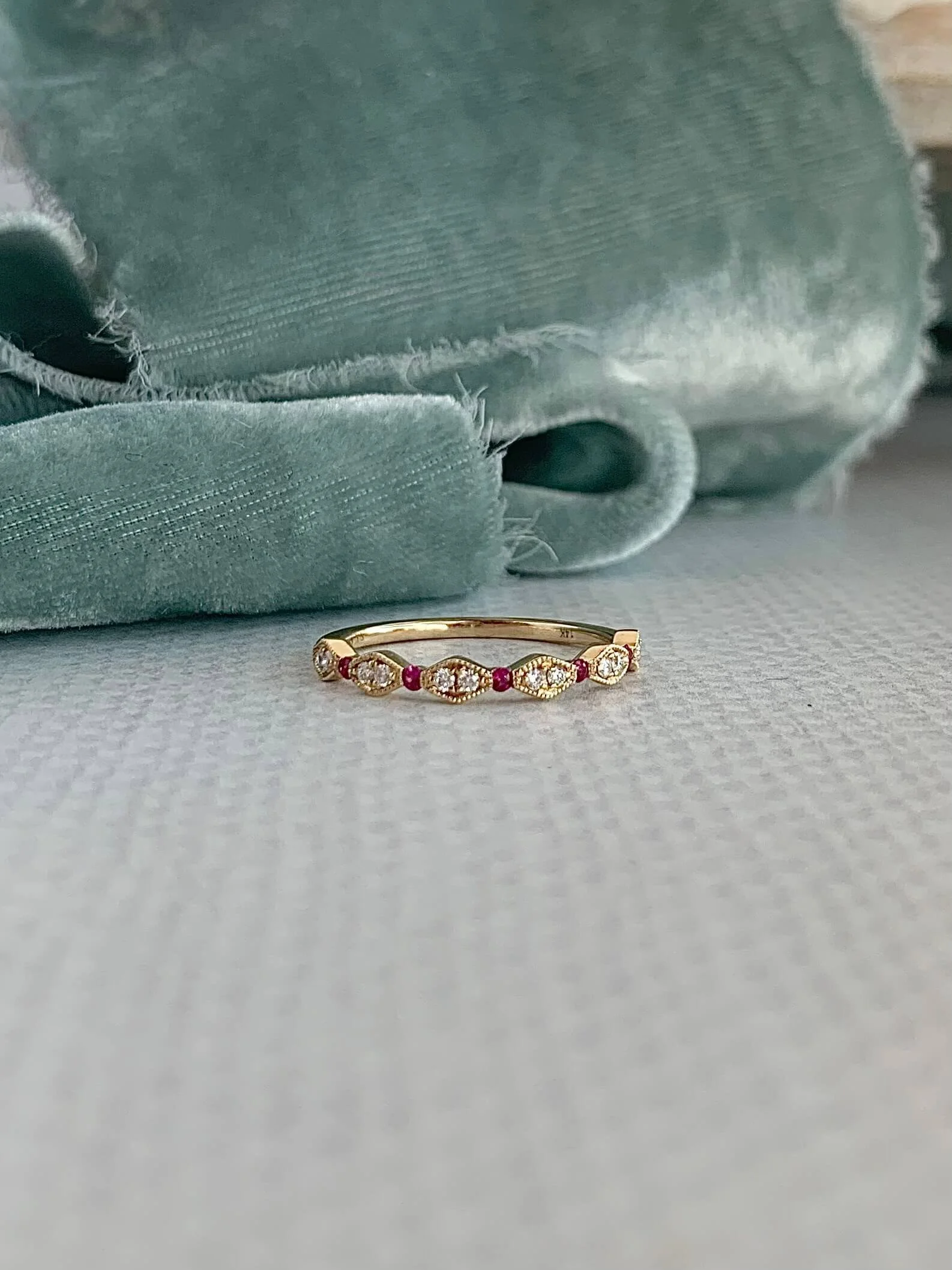 alternating ruby diamond 14k yellow wedding band $1260.00 code c8031-ryg.jpg