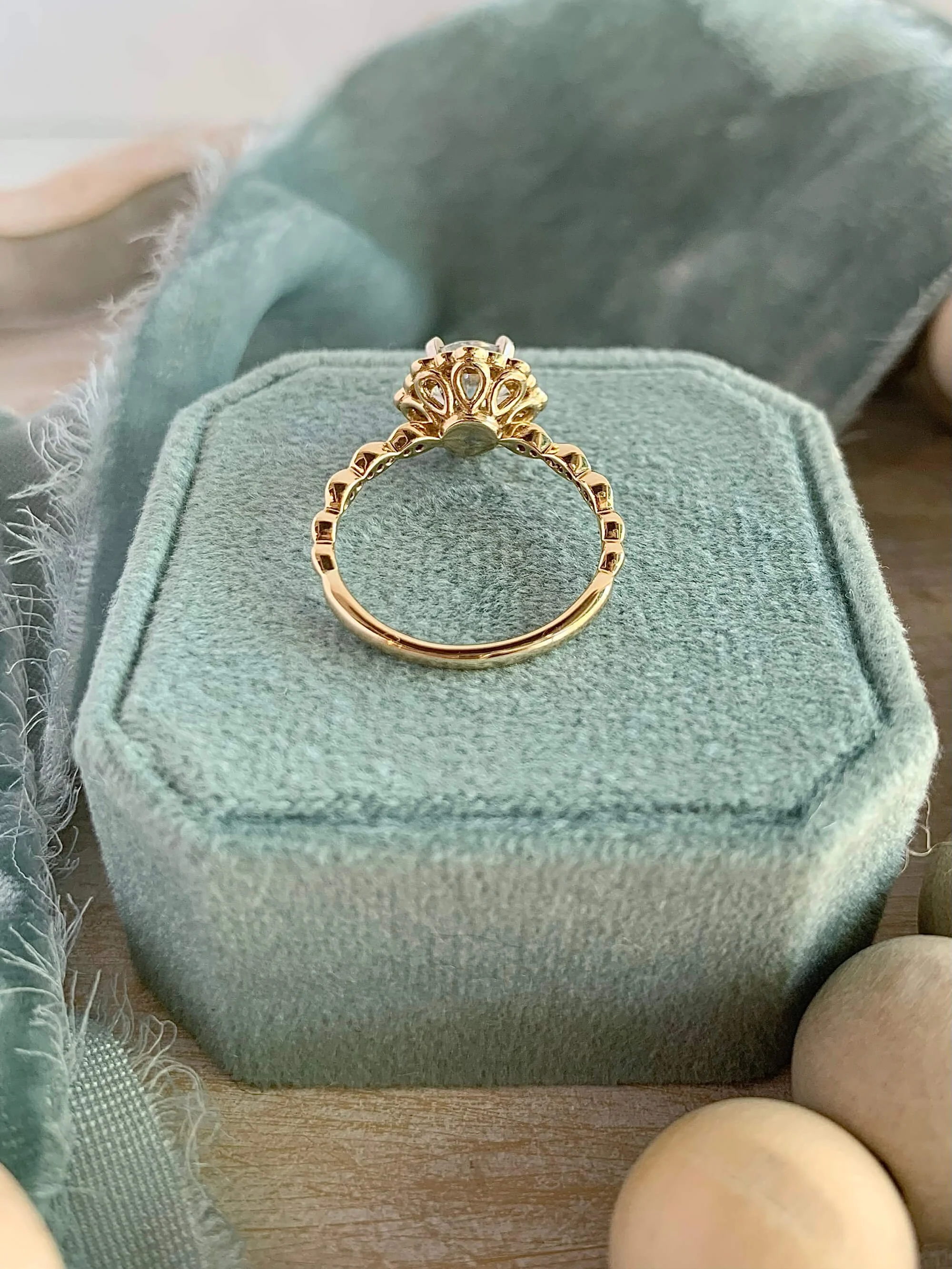 Lydia .97ct Moissanite & Diamond 14k Yellow Gold Engagement Ring