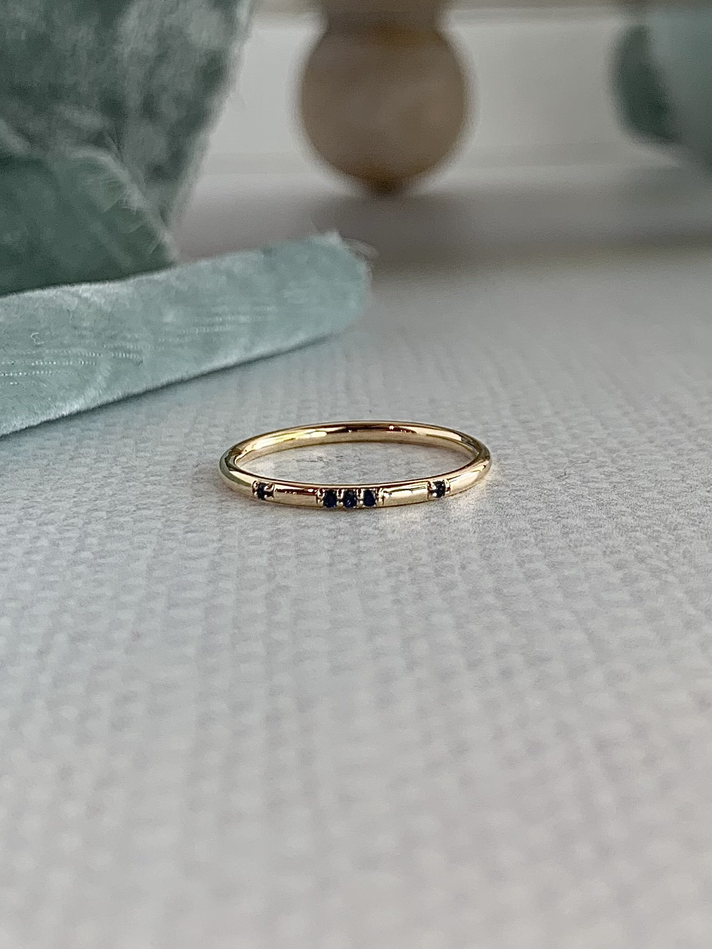 Scattered Sapphire 14k Yellow Gold Stack Ring