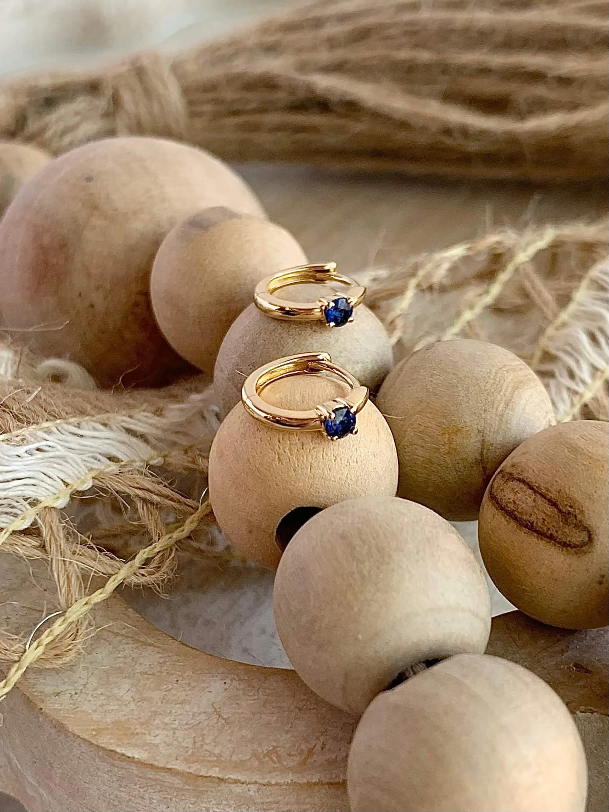 Vivid Sapphire 14k Yellow Gold Huggie Earrings