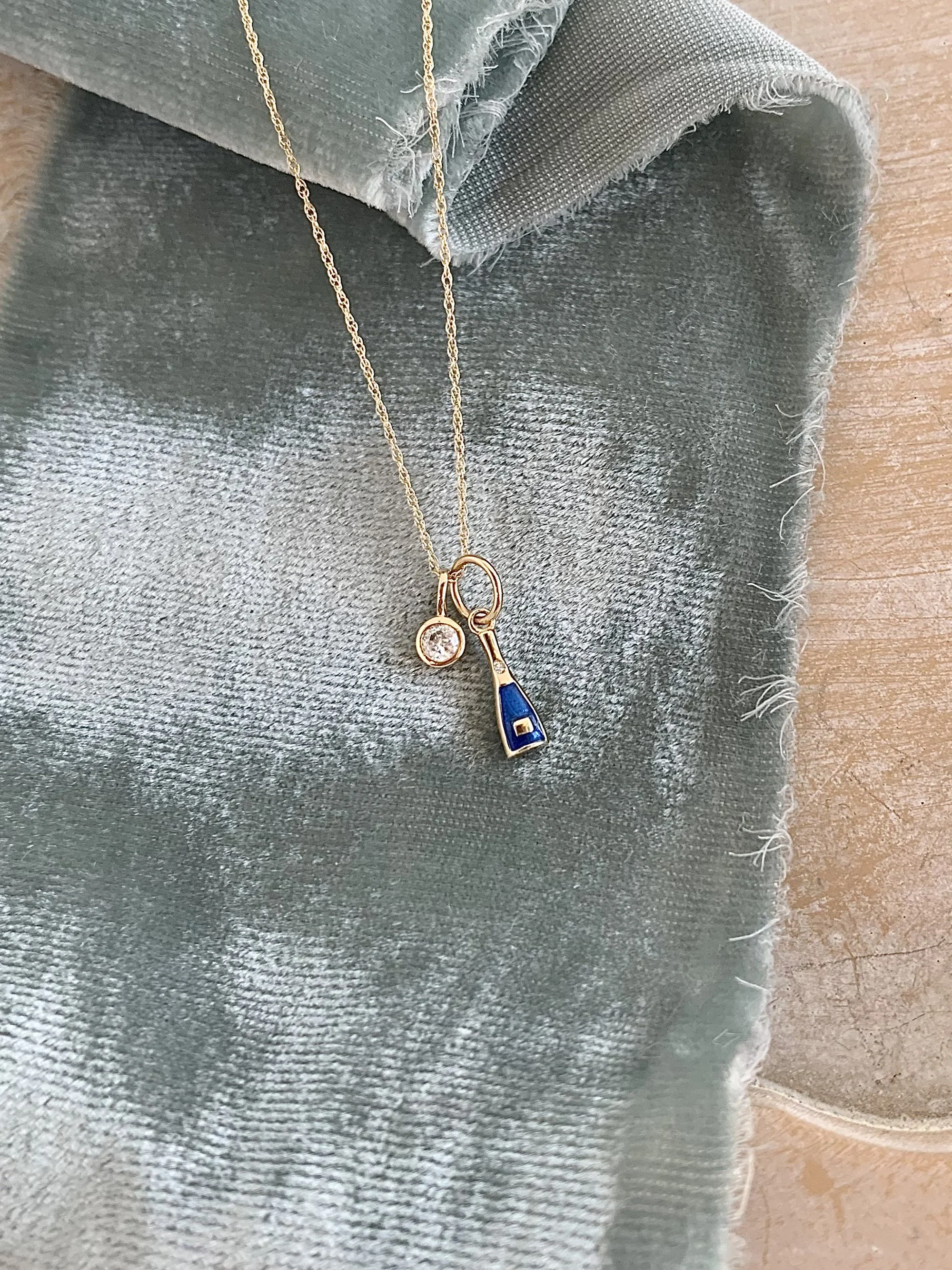 Bubbly Enamel & Diamond 14k Yellow Gold Necklace