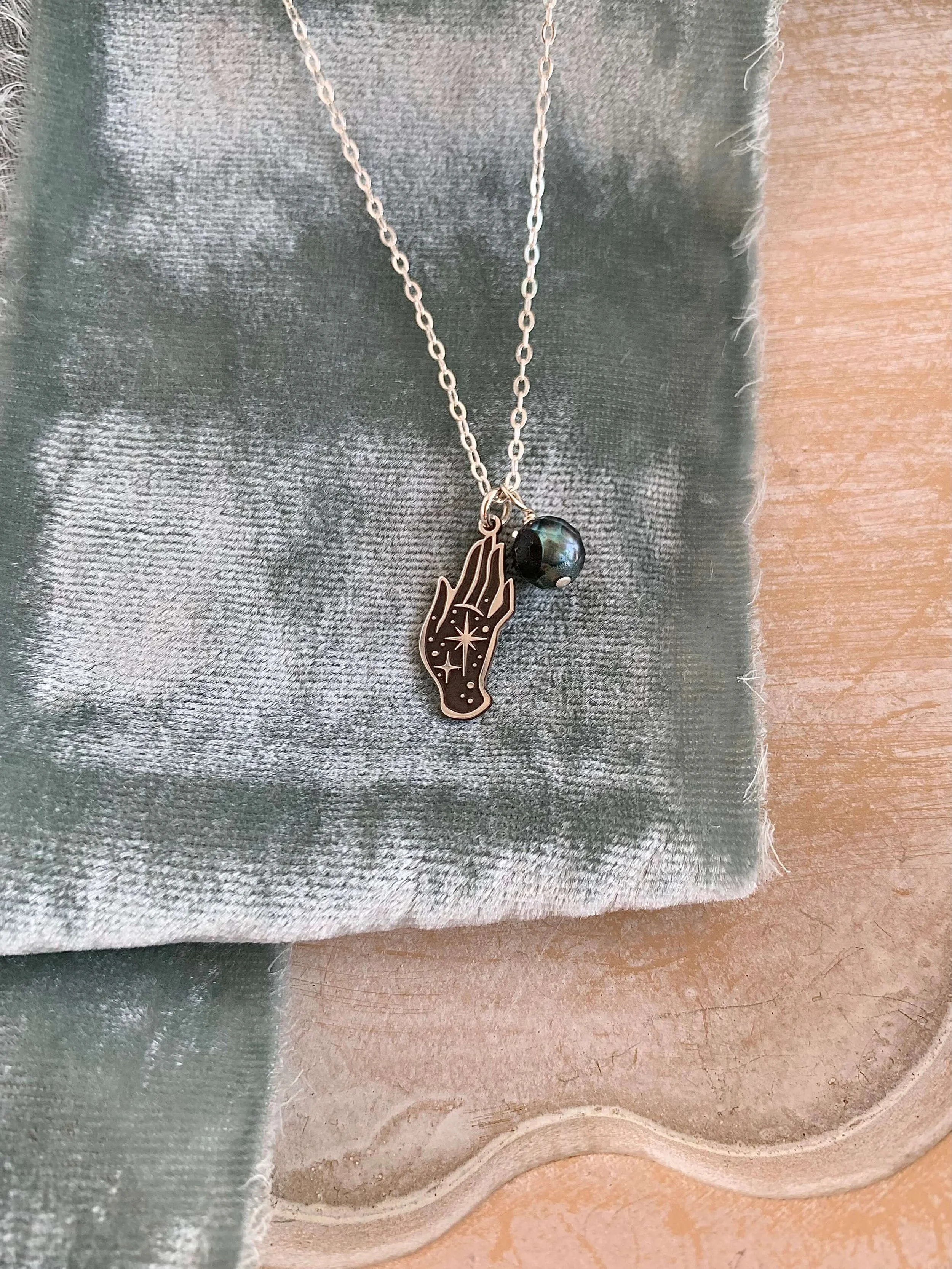 Peaceful Night Mudra Pearl Silver Necklace