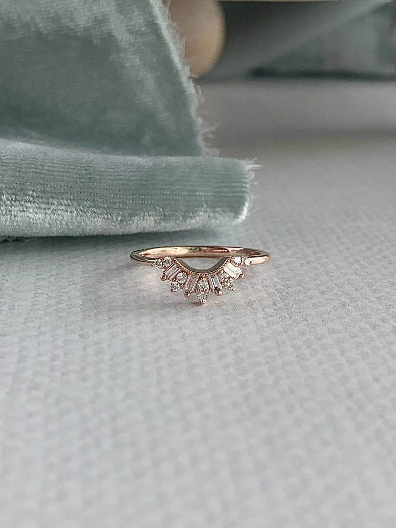 Barlow Marquise & Baguette Diamond 14k Rose Gold Contour Band