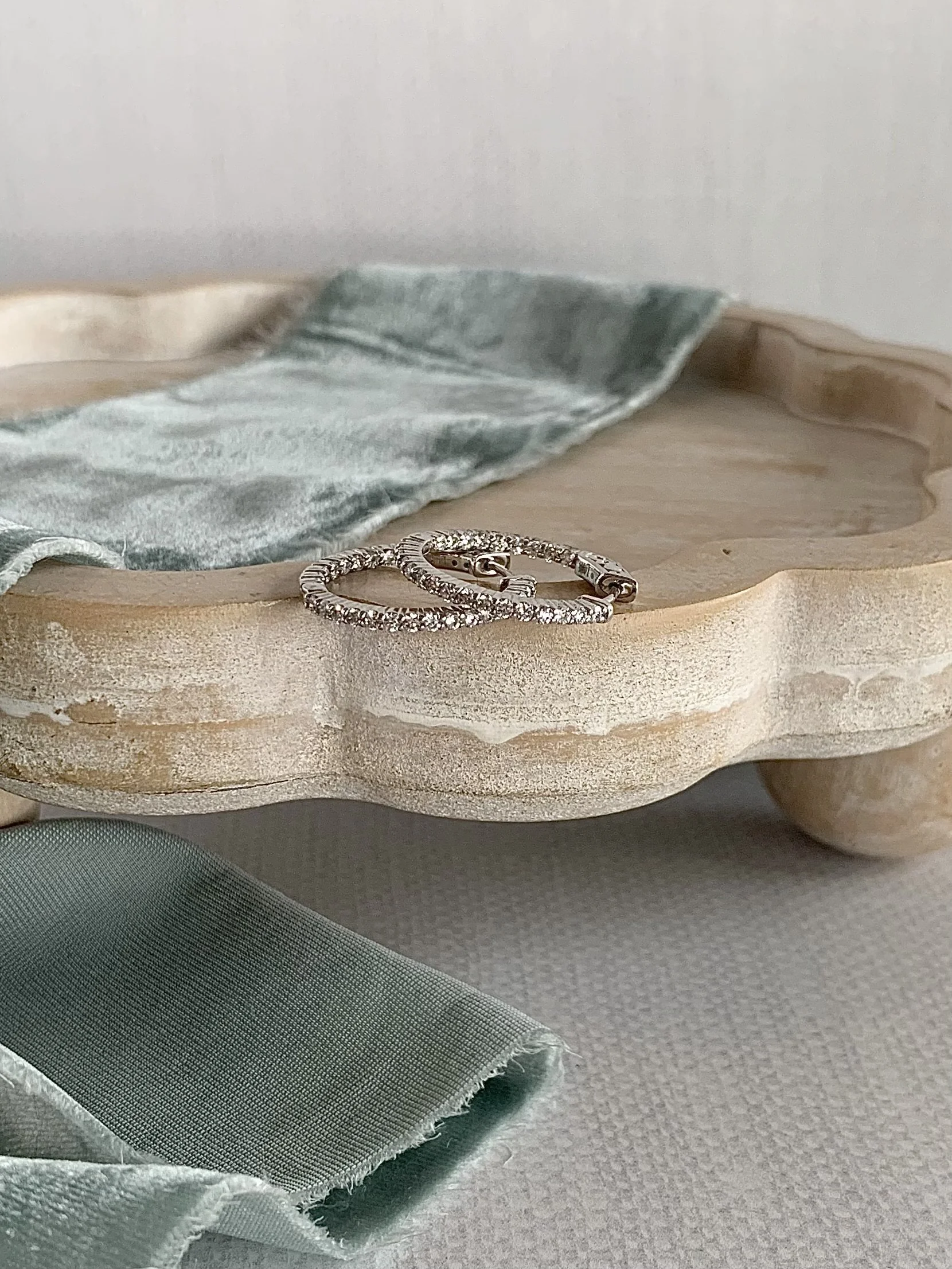 Classic 1.12 Carat Lab Diamond 14k White Gold Hoop Earrings