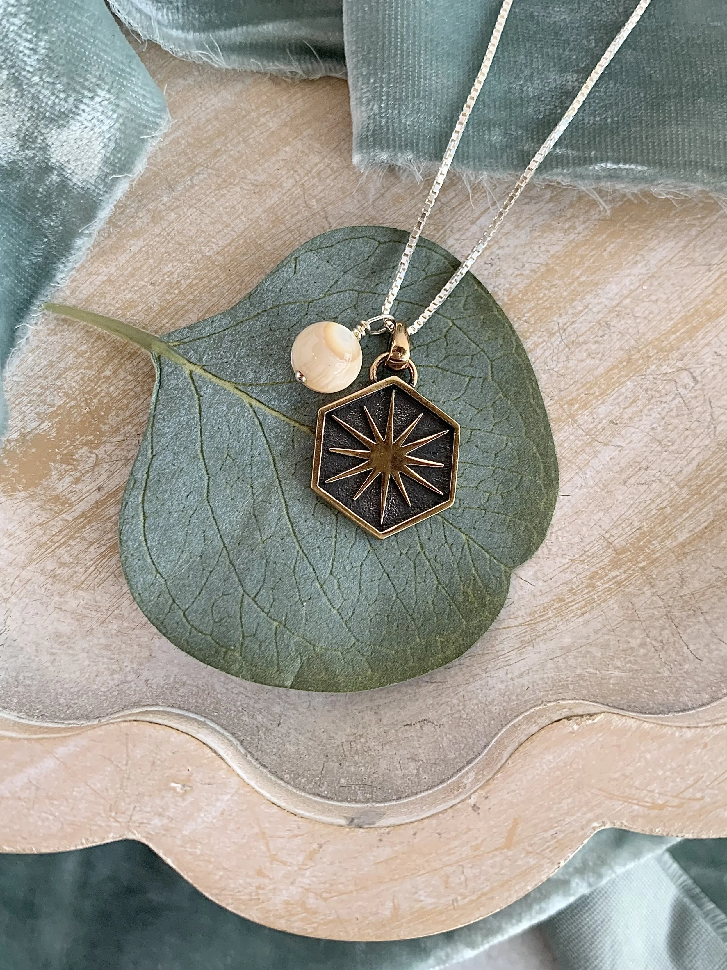 Starburst Jasper Mixed Metal Necklace