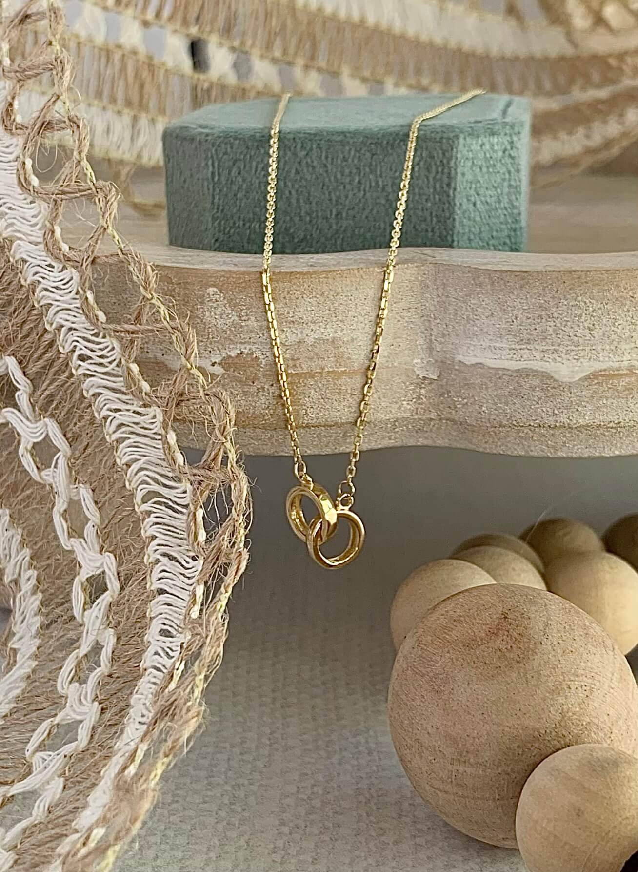Love Locked Circles 14k Yellow Gold Necklace