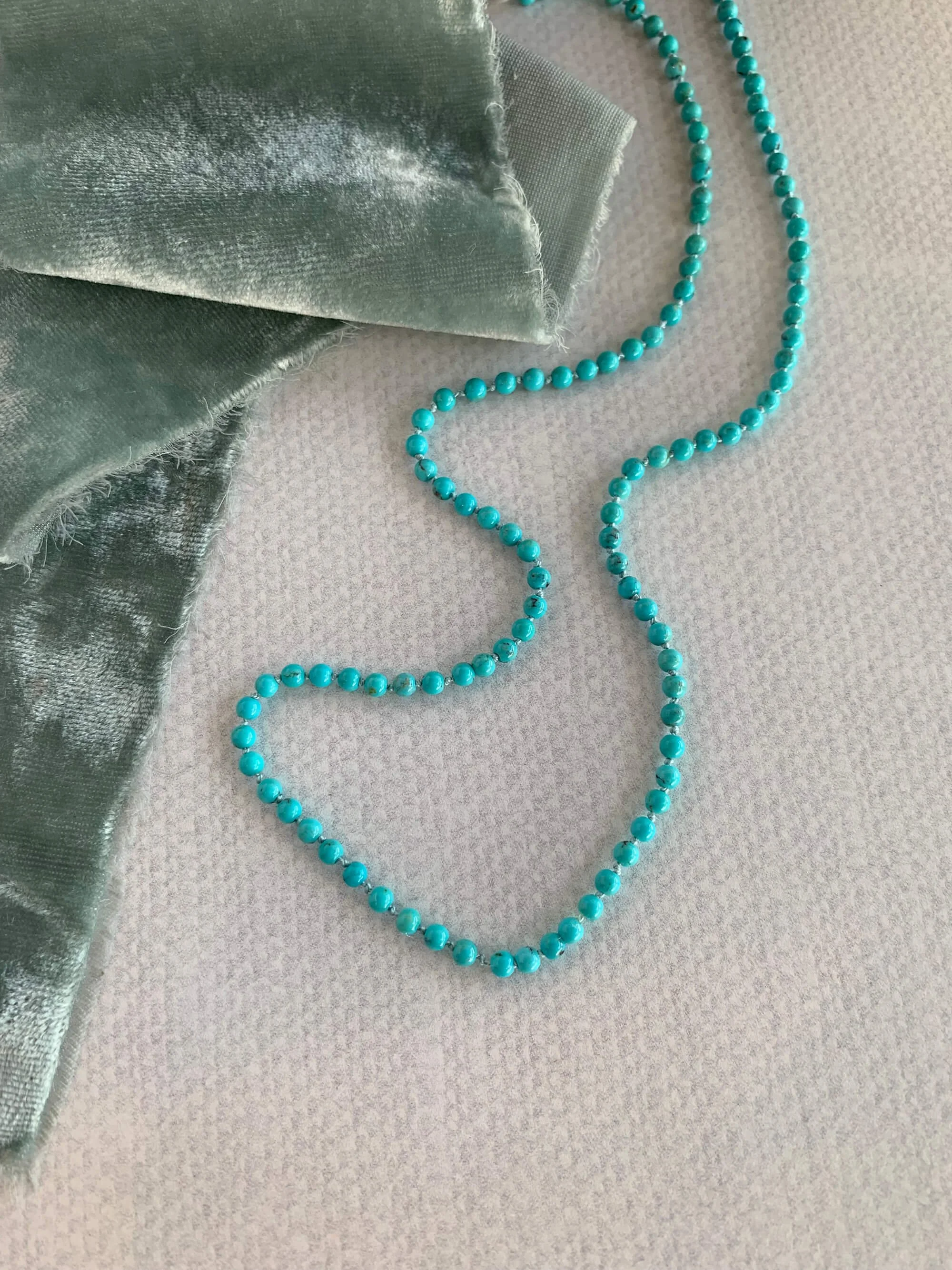 Hand-Knotted Turquoise Silver Neckalce