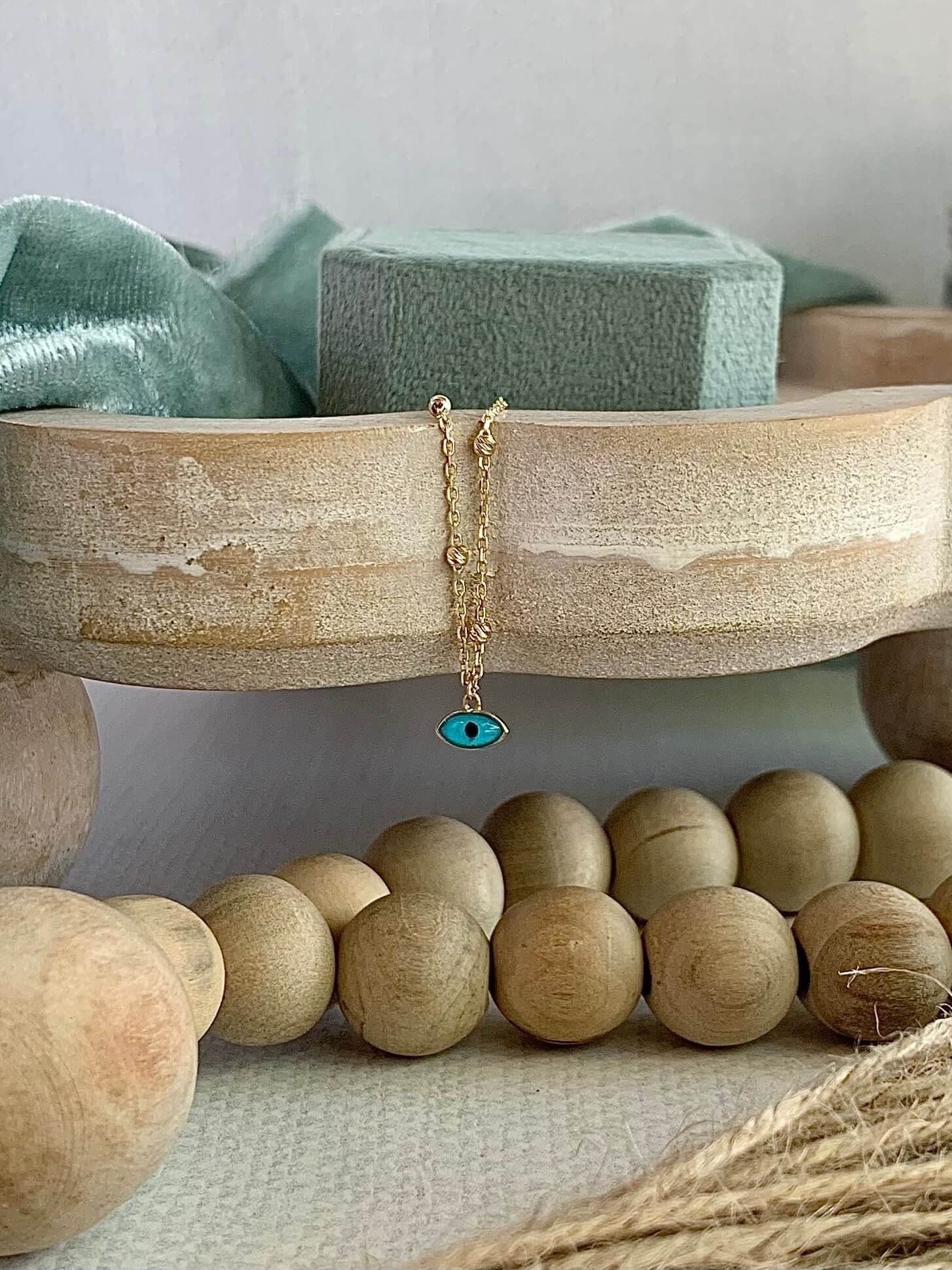 Dainty Enamel Evil Eye 14k Yellow Gold Necklace