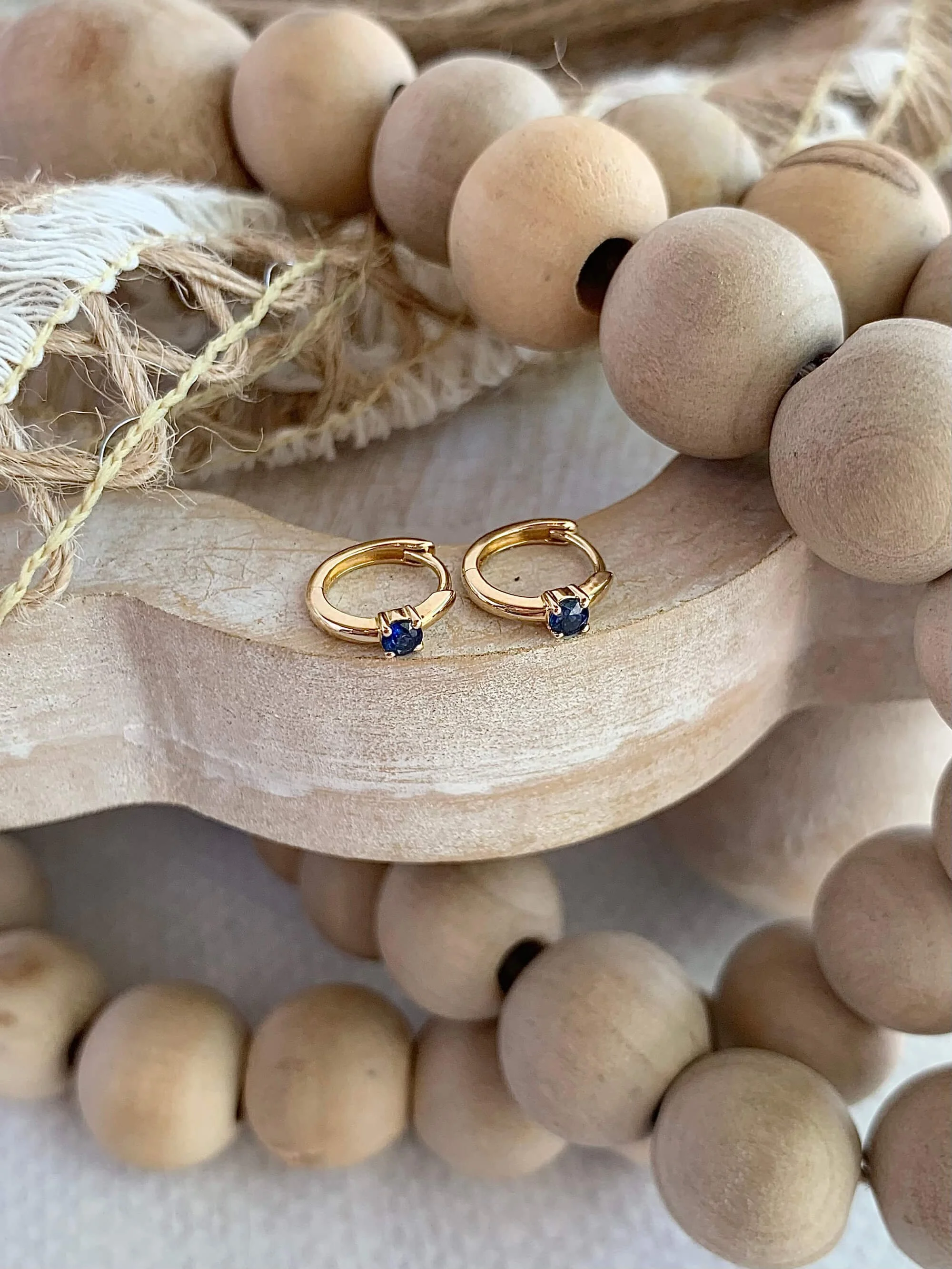 Vivid Sapphire 14k Yellow Gold Huggie Earrings