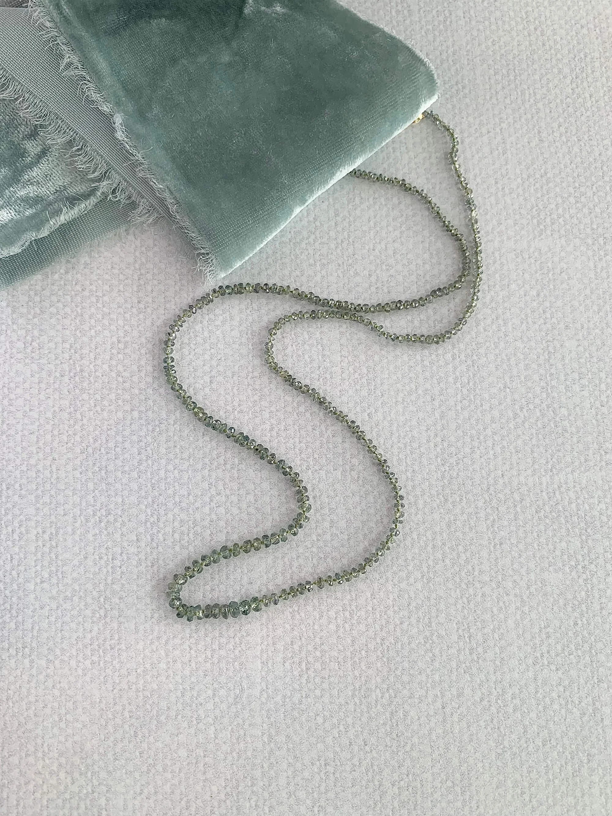 Hand-Knotted Green Sapphire Strand