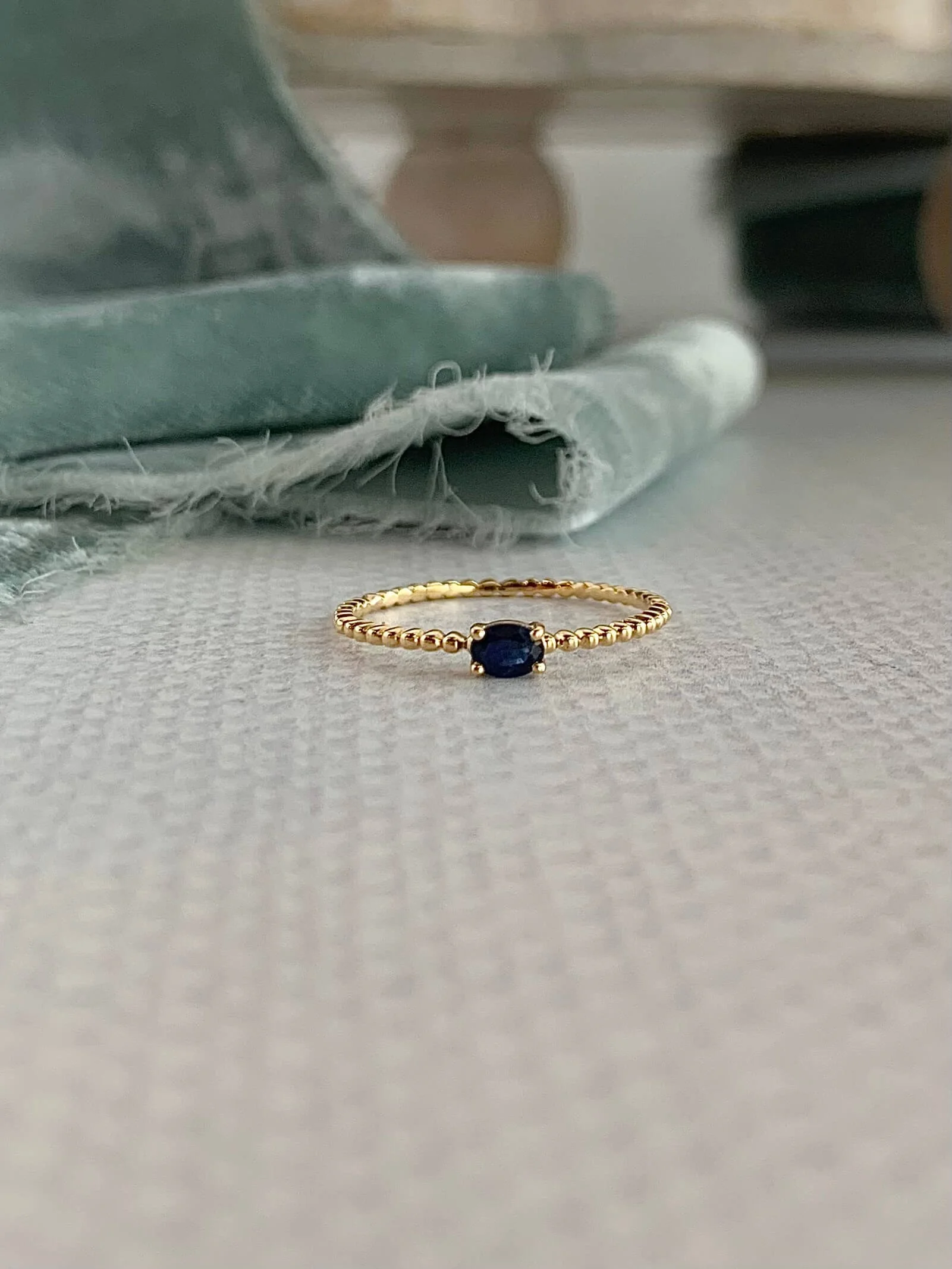 Blue Sapphire 18k Yellow Gold Stack Ring