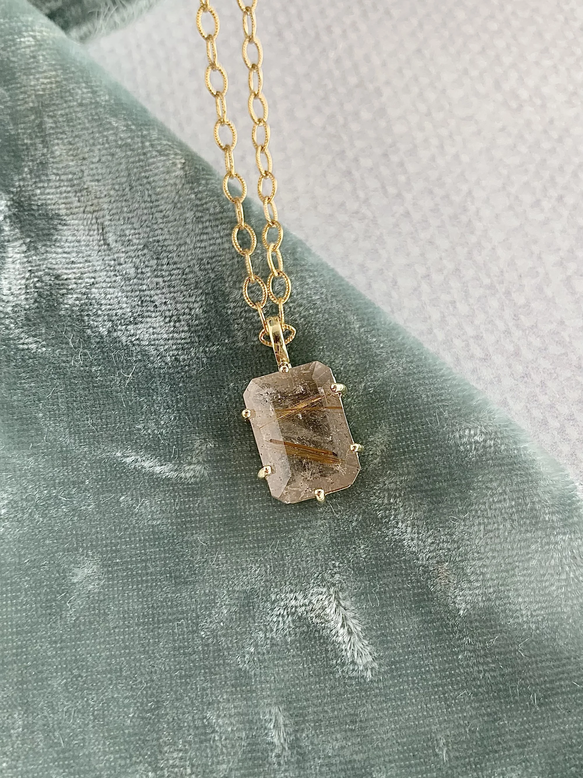 Golden Rutile Quartz Gold Fill Necklace