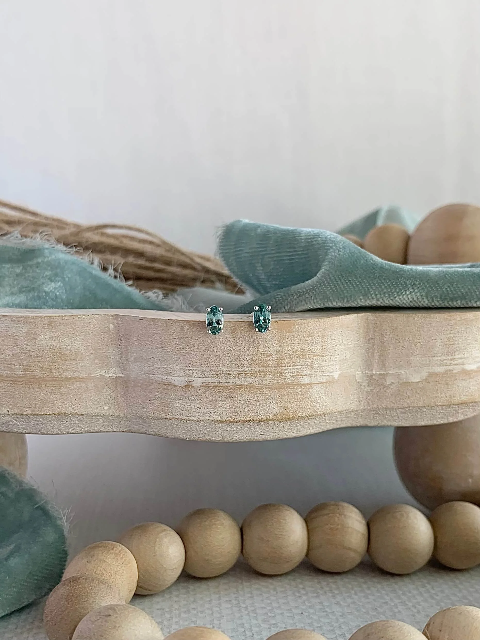Sea Kissed Blue Tourmaline 14k White Gold Stud Earrings