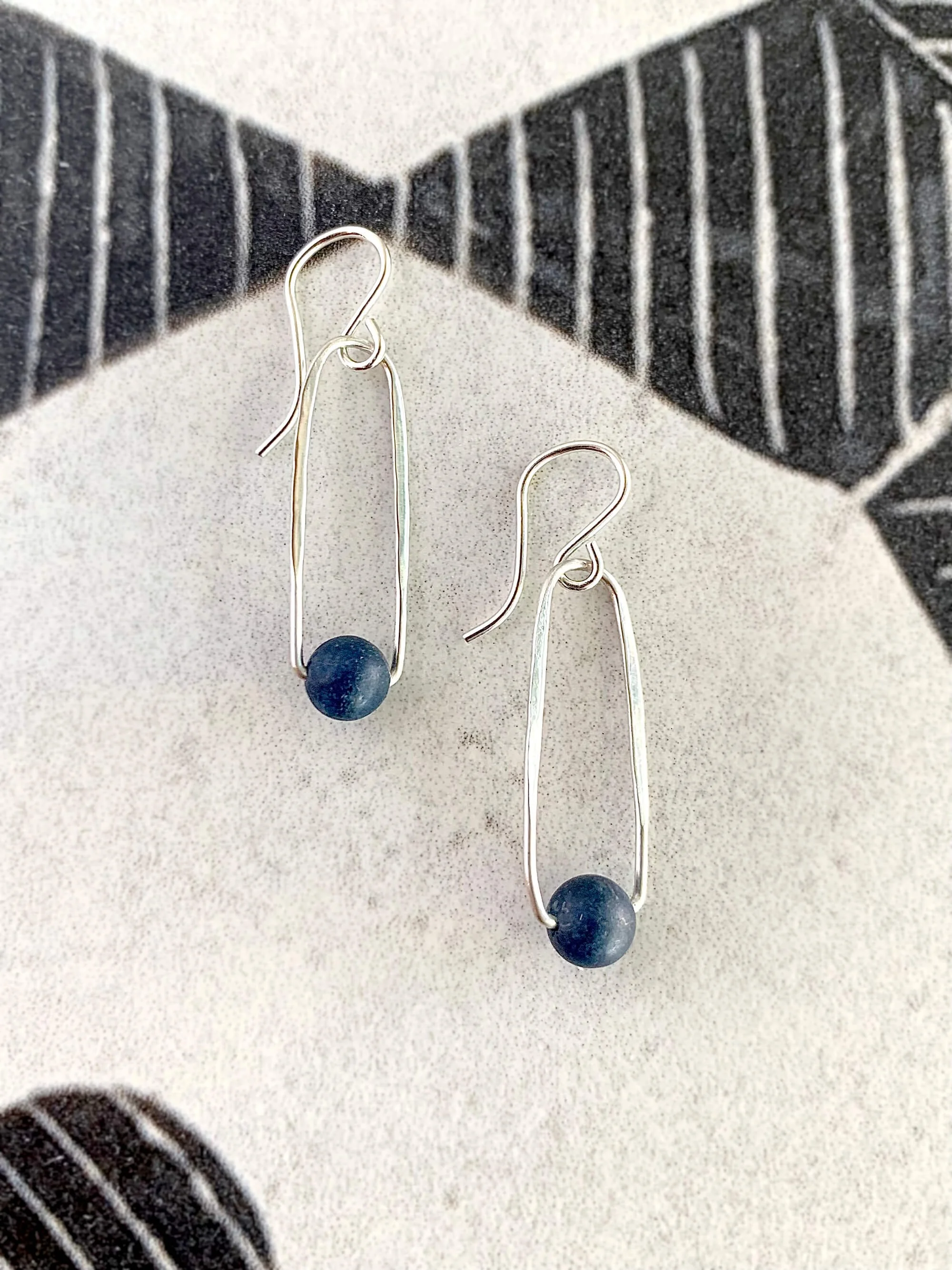 Lapis Loop Silver Earrings