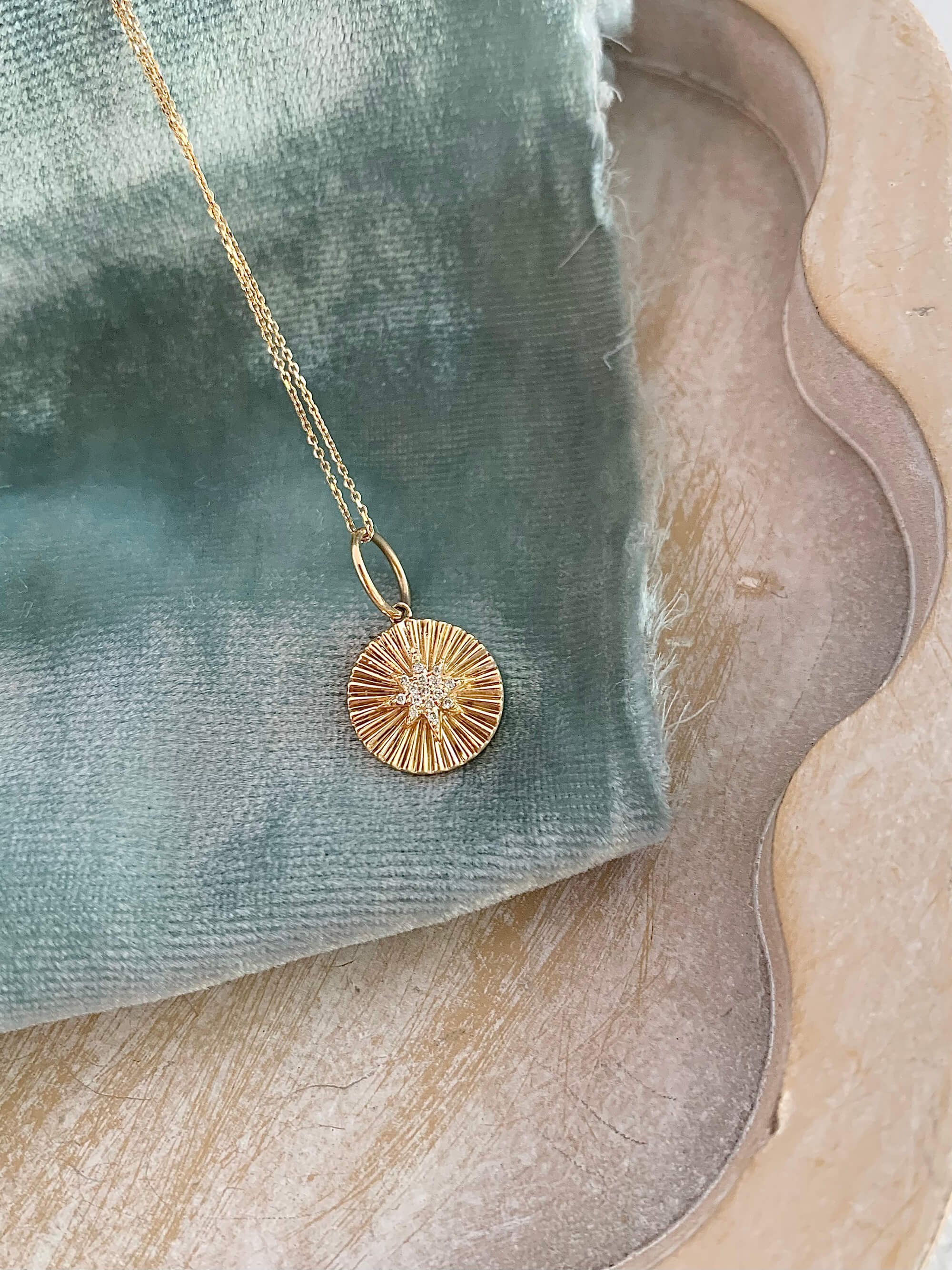 Radiant Star Diamond 14k Yellow Gold Necklace