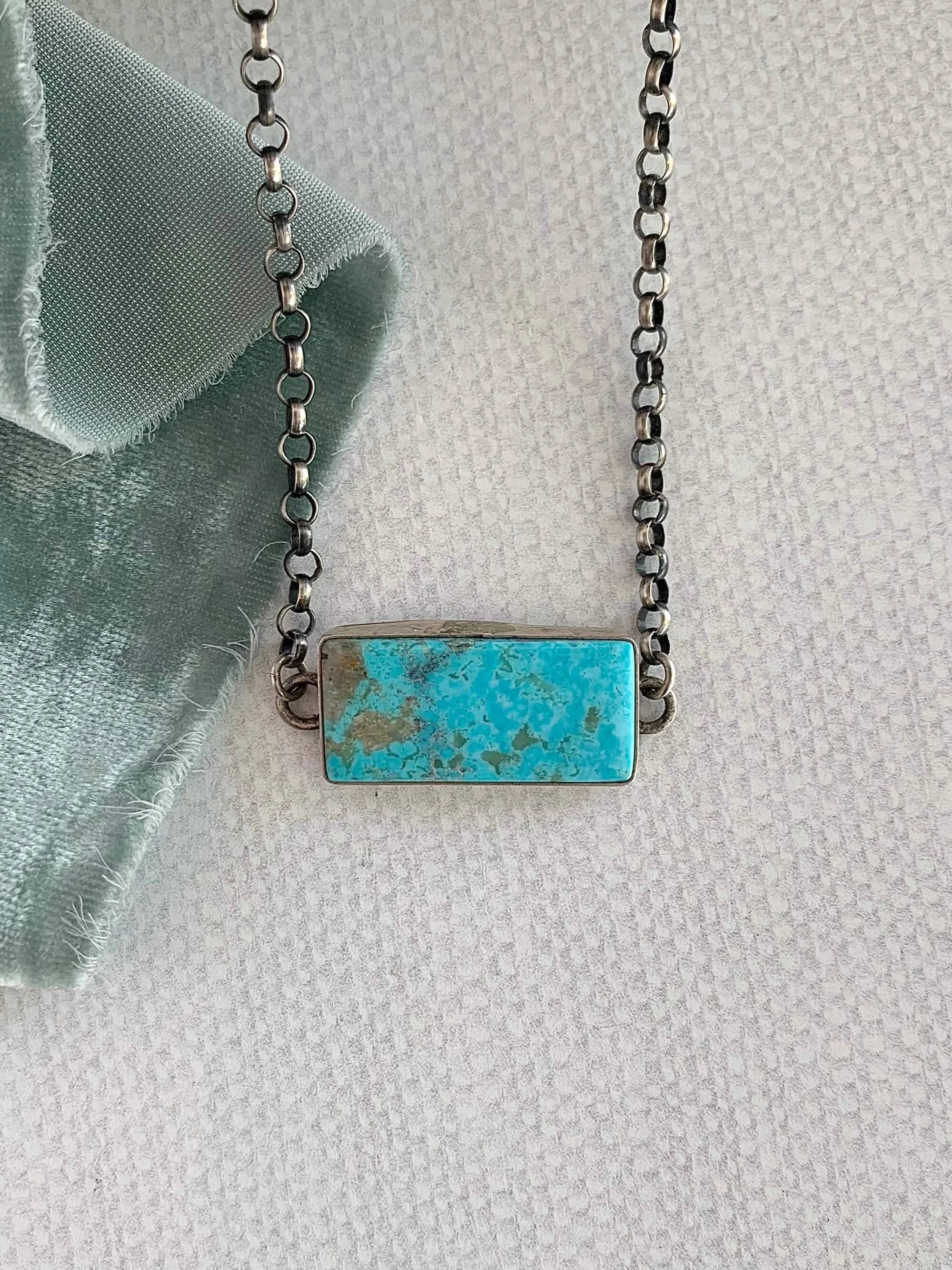 Native-Made Bold Turquoise Silver Necklace