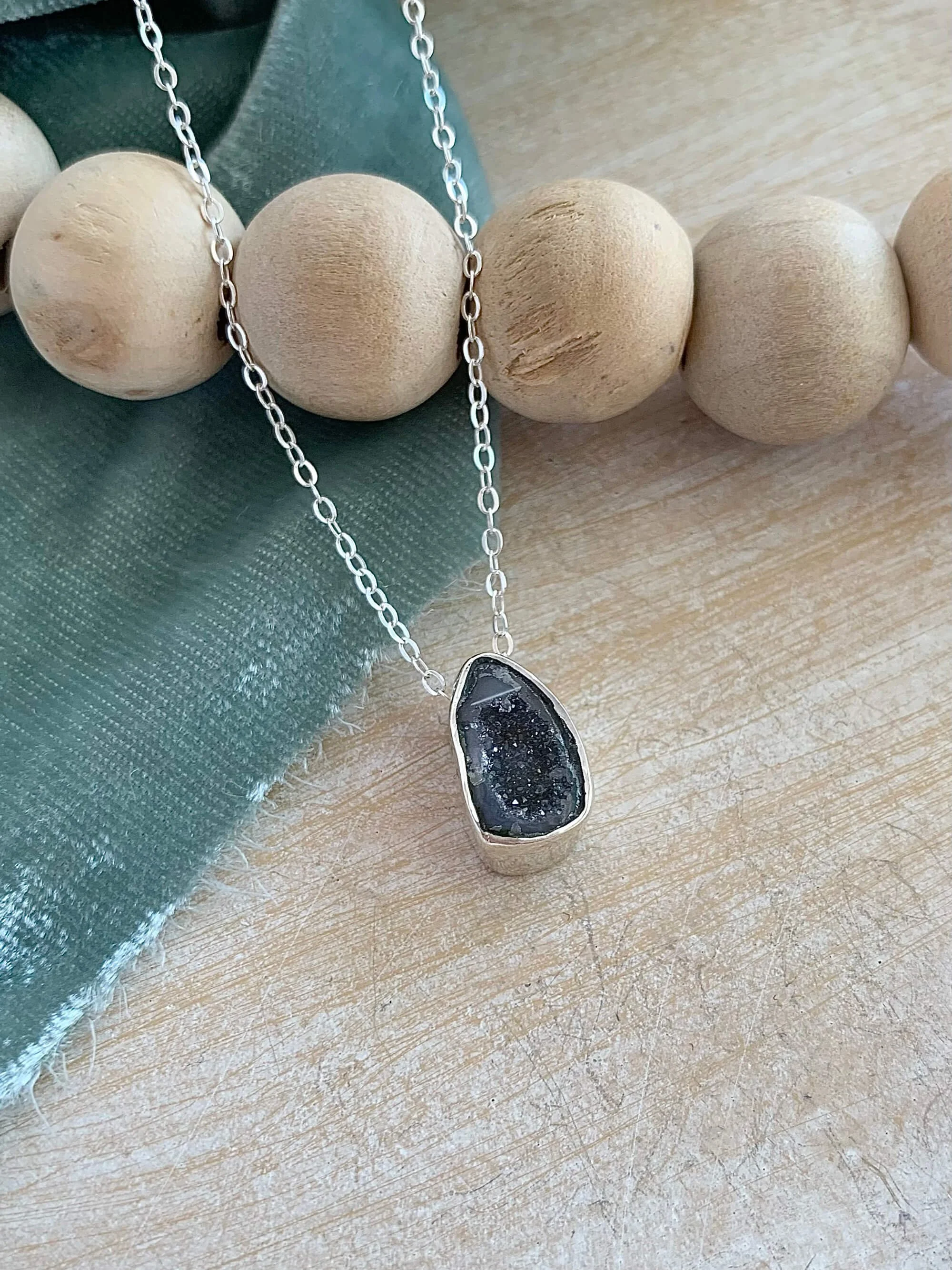 Mysterious Geode Silver Necklace