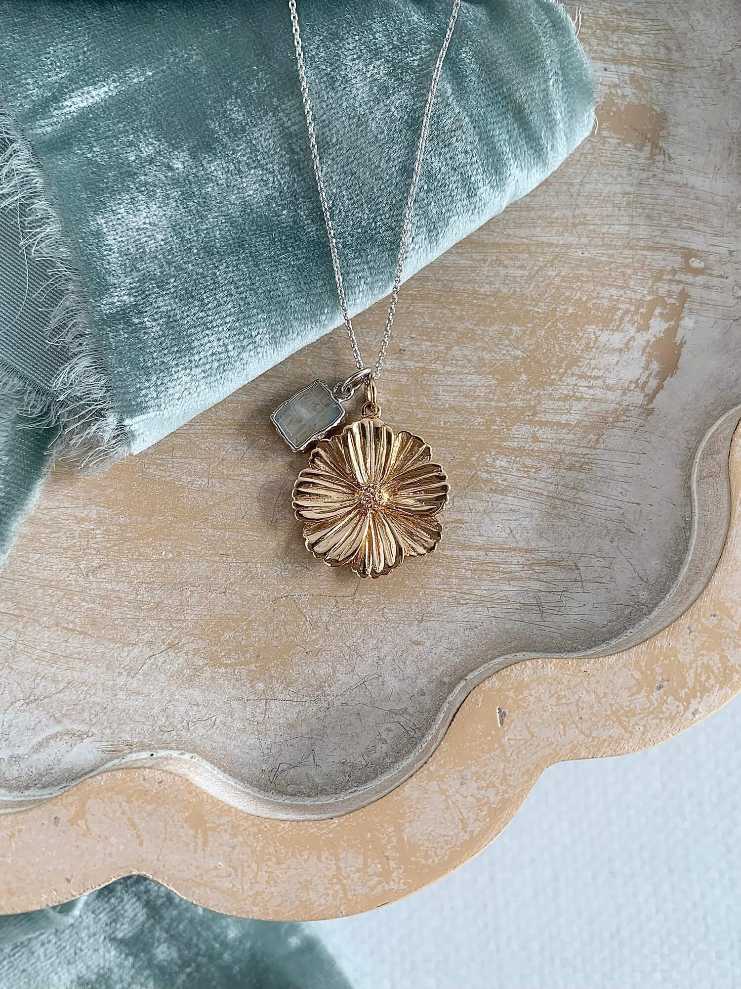 Tranquil Cosmos Moonstone Mixed Metal Necklace