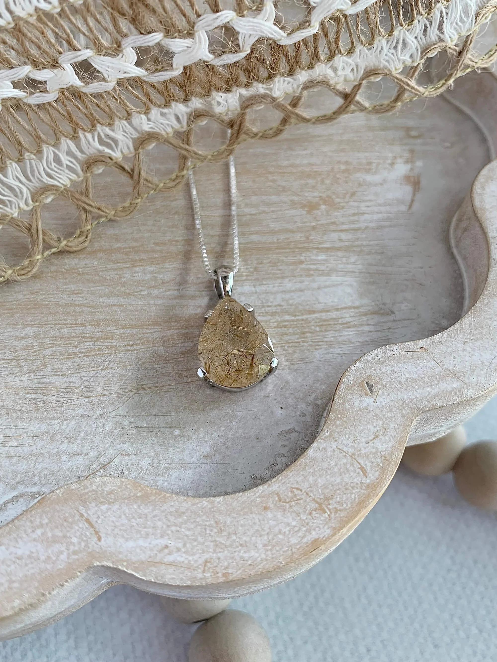 Rutile Quartz Silver Necklace
