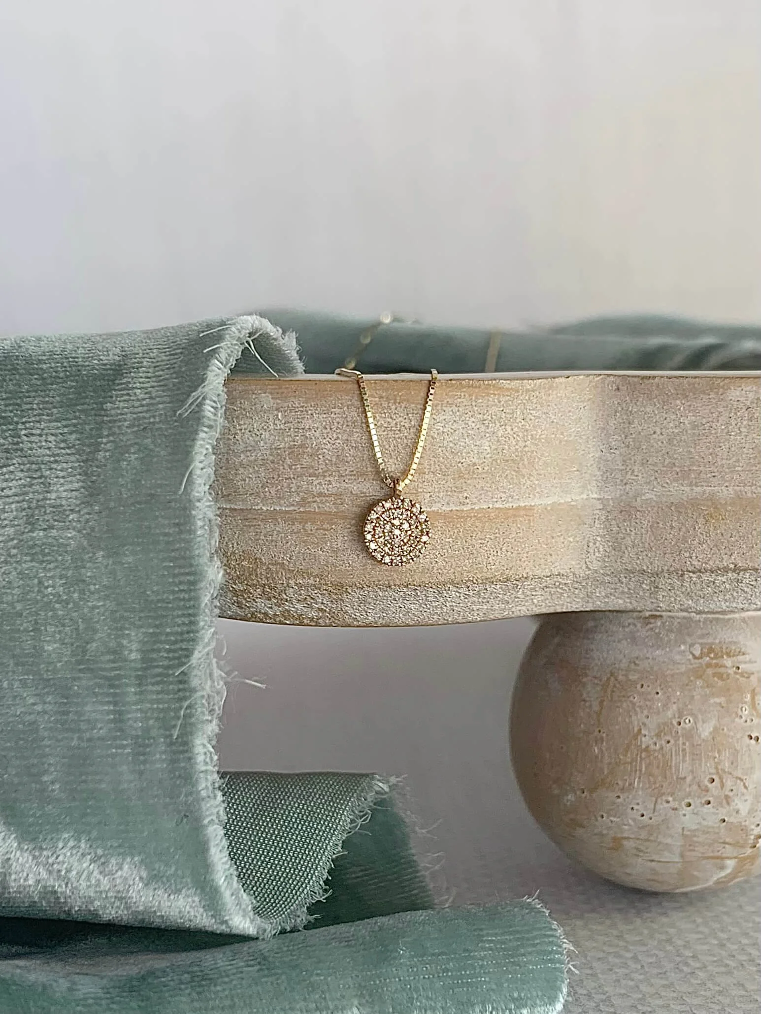 Sweet Pave Diamond Dot 14k Yellow Gold Necklace