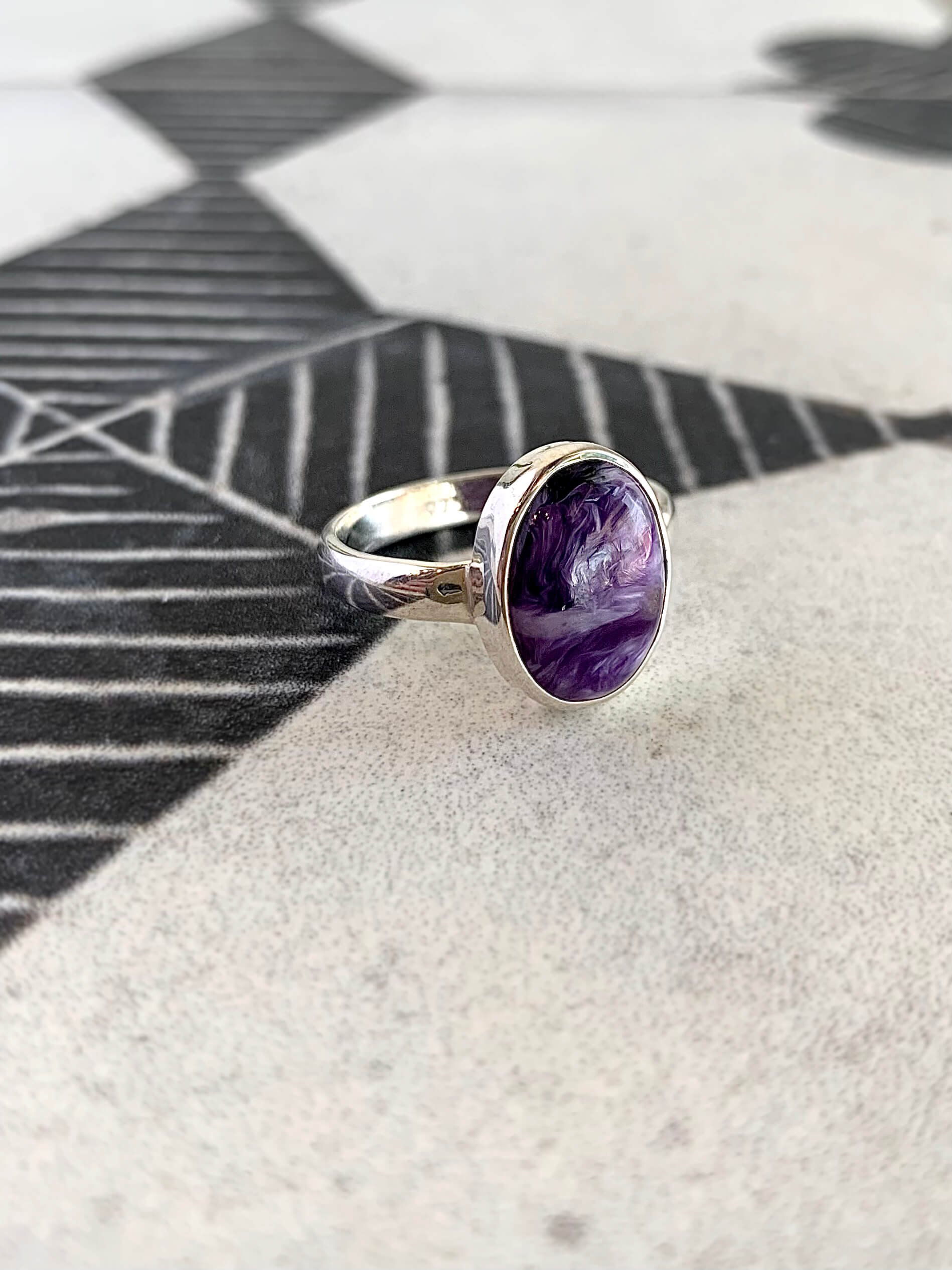 healing charoite silver ring $64.00 code sp826 size 8.75.jpg