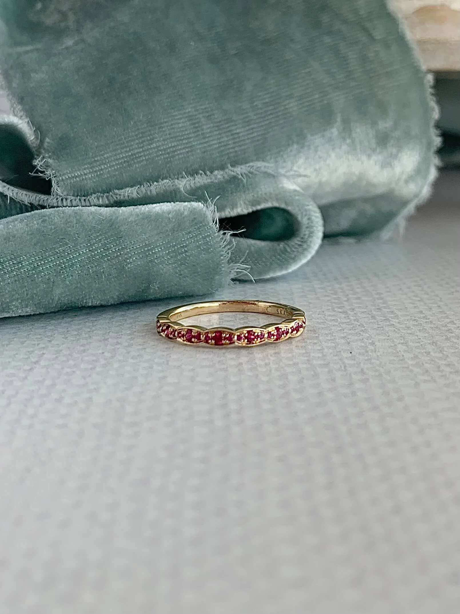 Rich Ruby 14k Yellow Gold Wedding Band