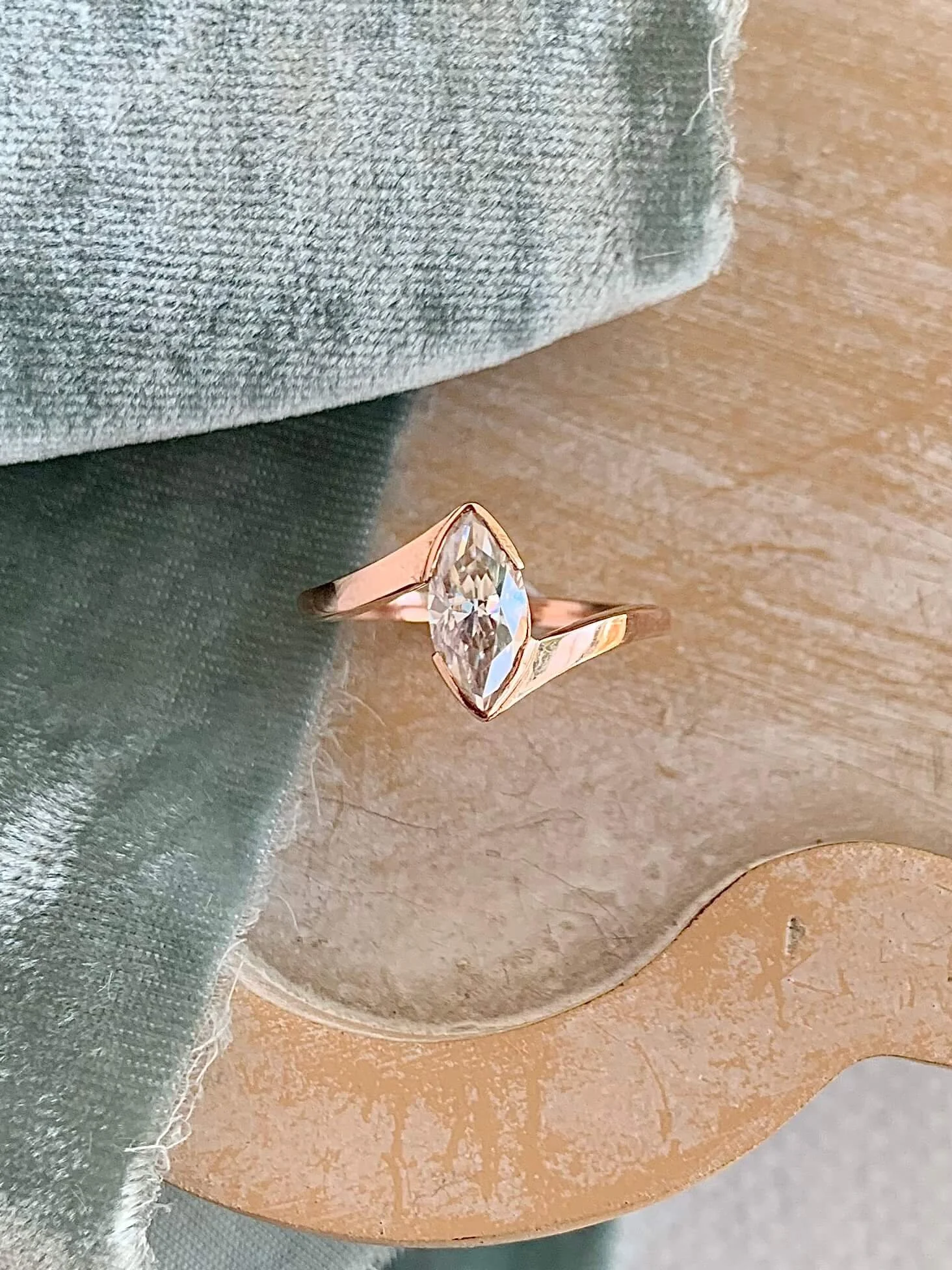 Hera Bypass Marquise Moissanite 14k Rose Gold Engagement Ring