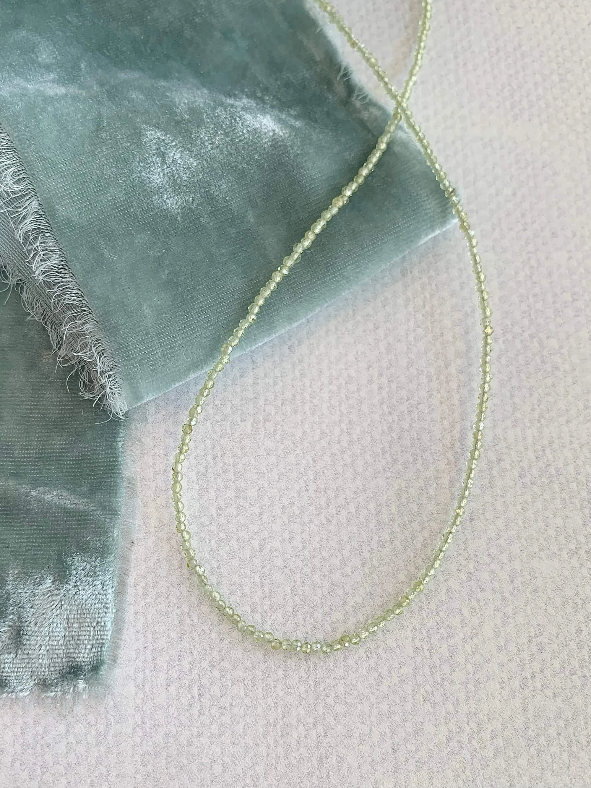 Dainty Pale Green Peridot Silver Strand