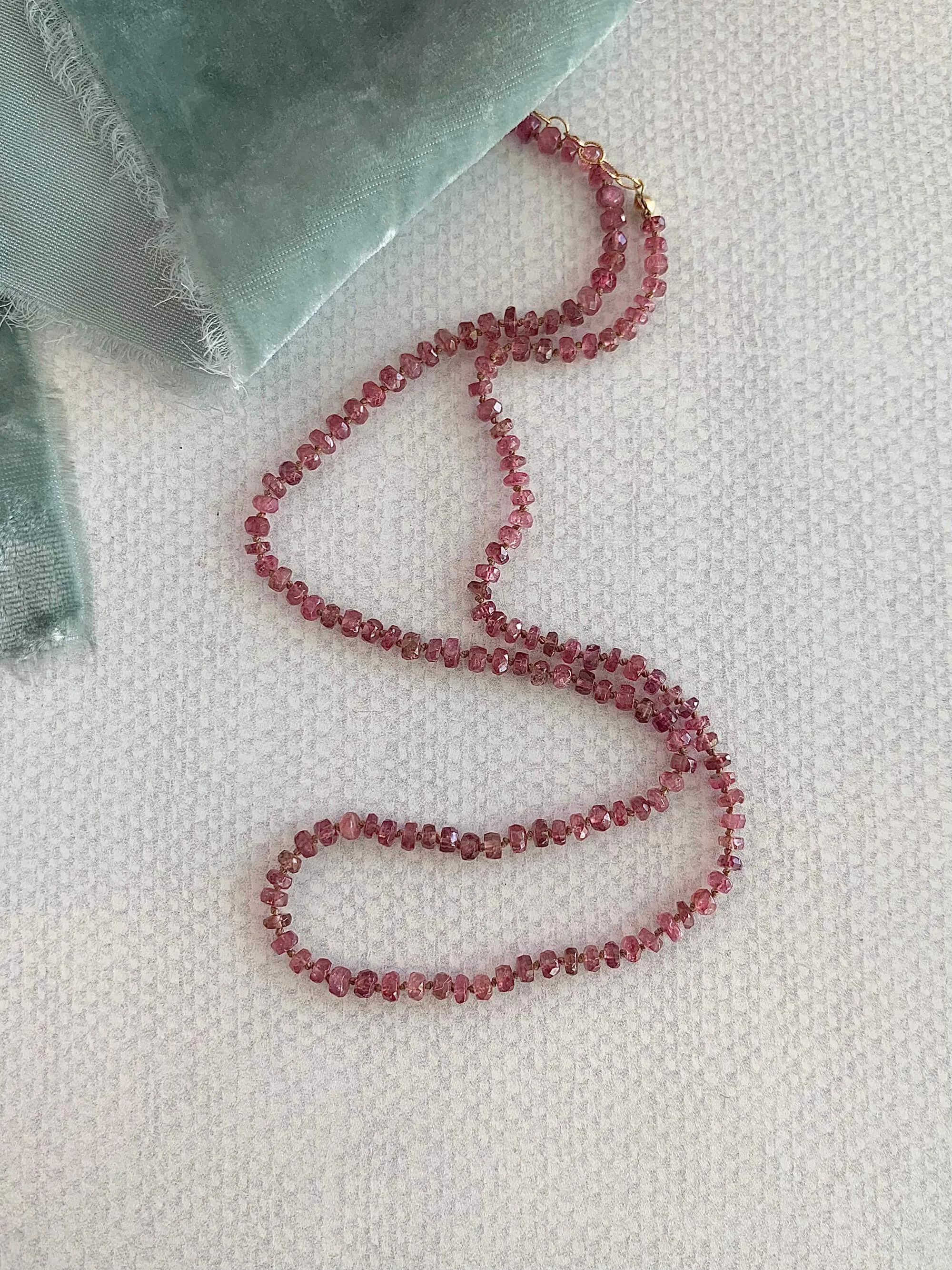 Hand-Knotted Soft Pink Tourmaline Gold Fill Strand
