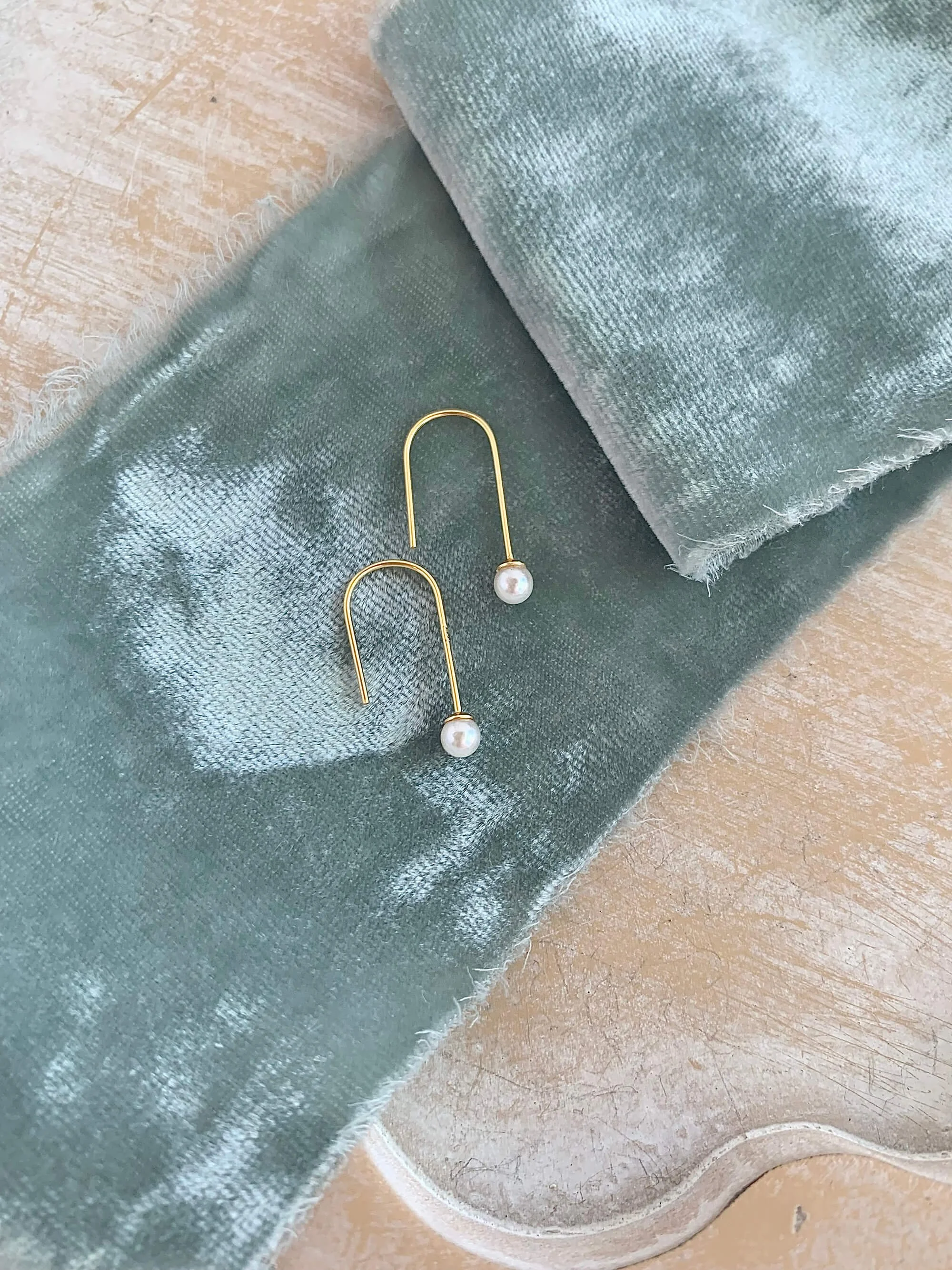 Dainty Pearl Gold Vermeil Hook Earrings