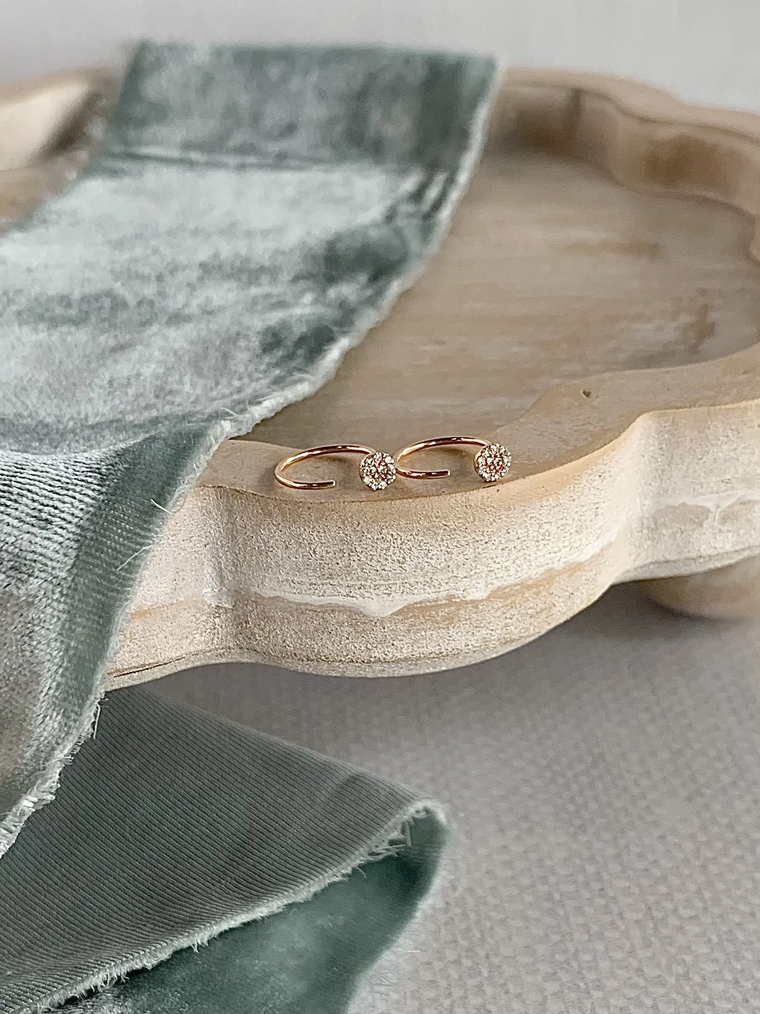 Mini Pave Diamond 14k Rose Gold Hoop Hugger