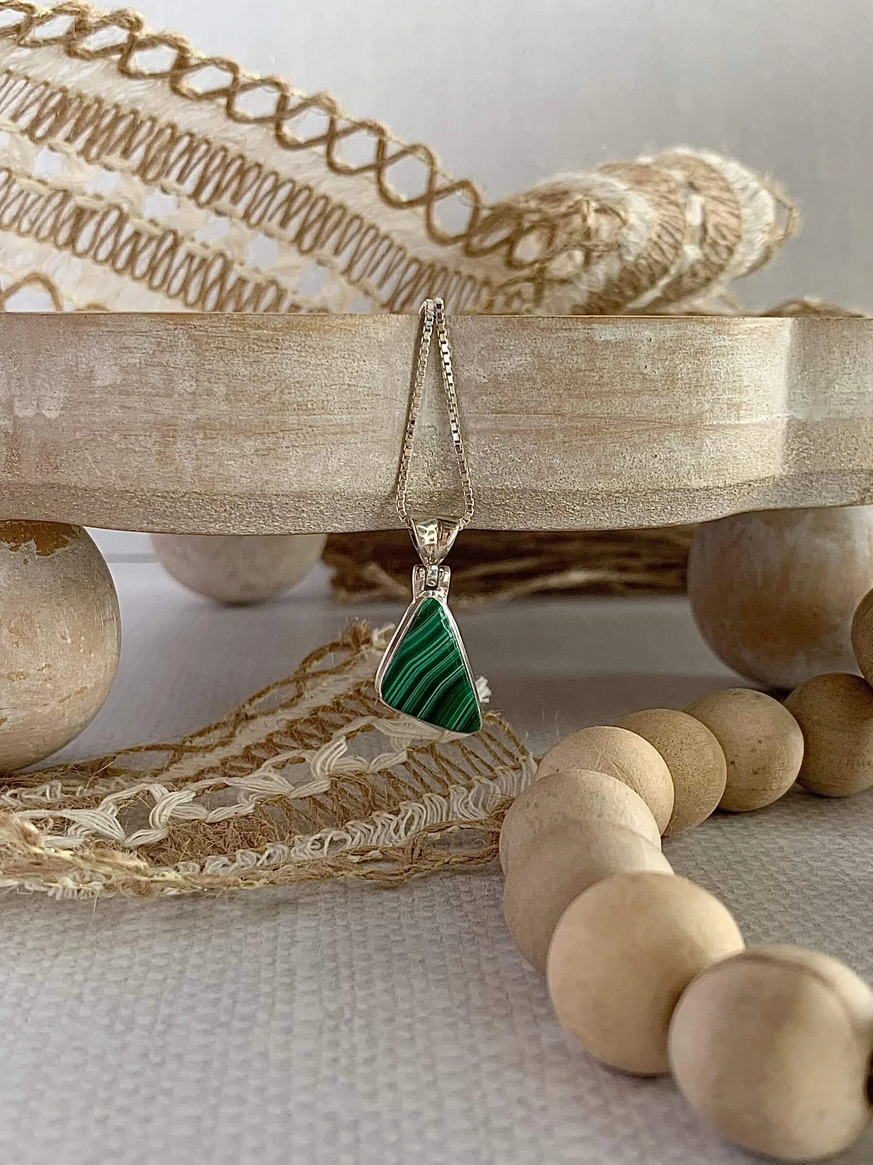 Shielding Malachite Silver Necklace