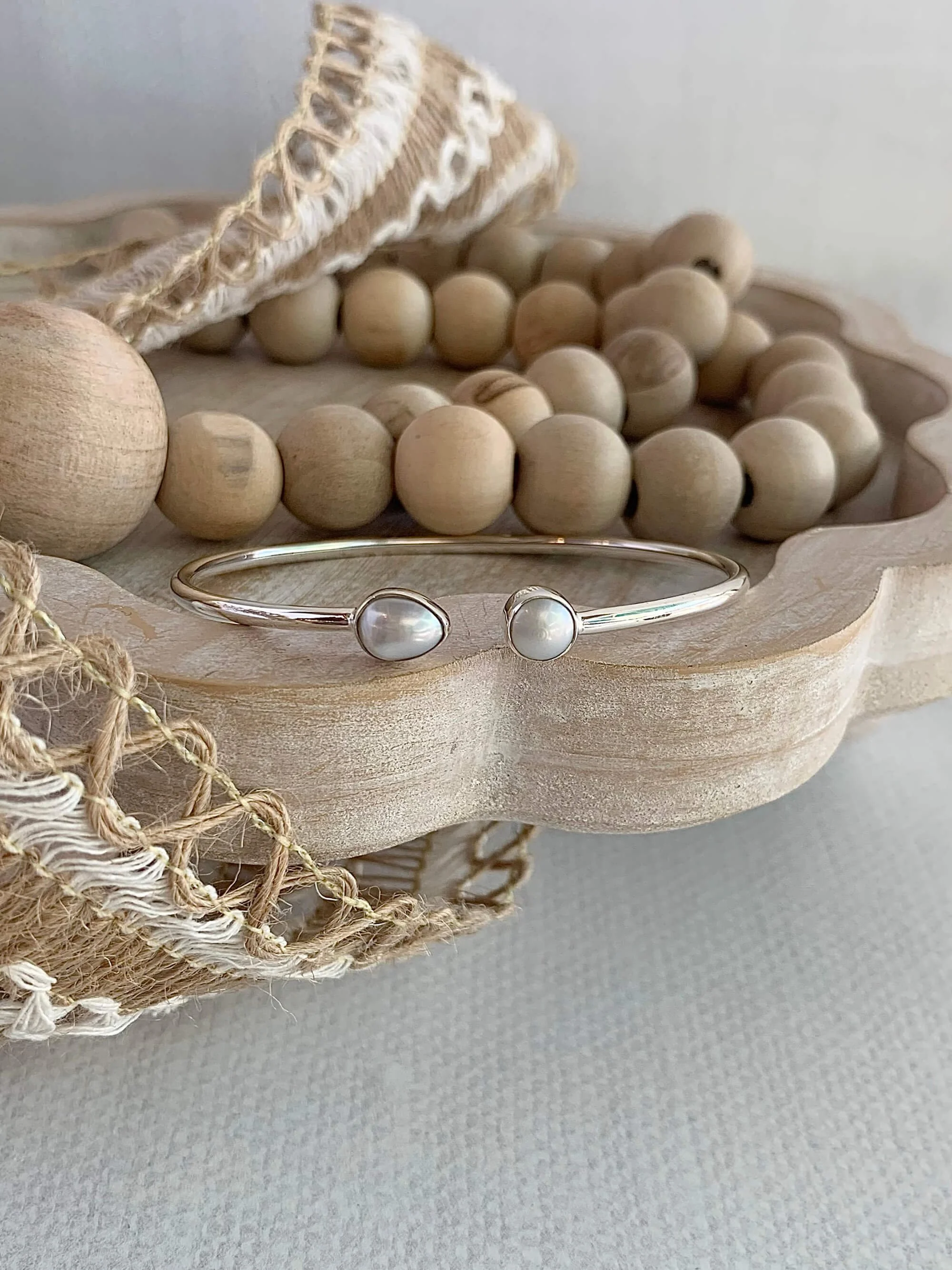 Freshwater Pearl Silver Twist Bracelet
