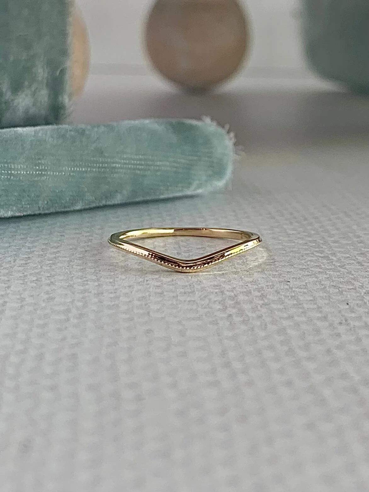 Sweet Milgrain Contour 14k Yellow Gold Band
