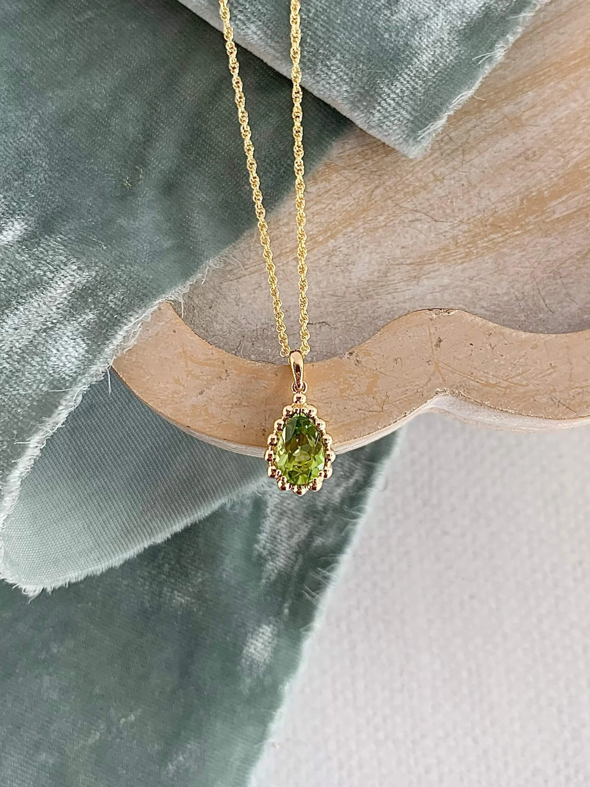 Spring Green Peridot 14k Yellow Gold Necklace