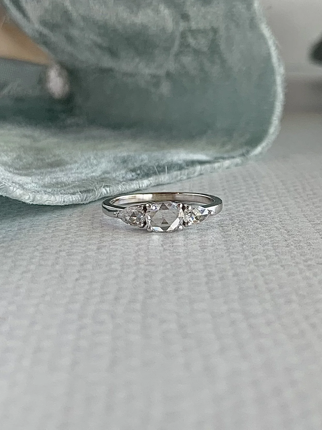 Bria Rose Cut Diamond 18k White Engagement Ring