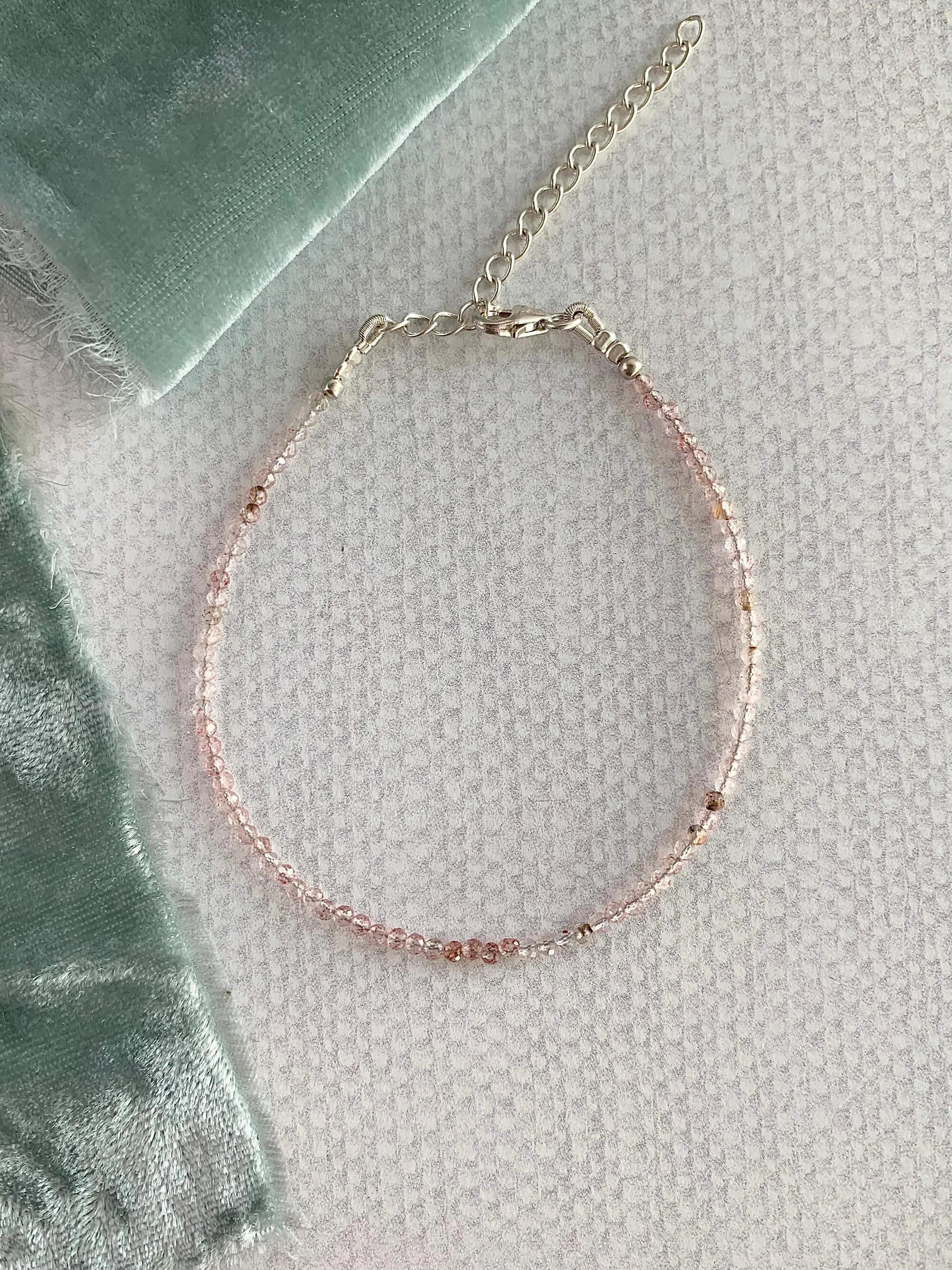 Pale Rose Quartz Silver Bracelet