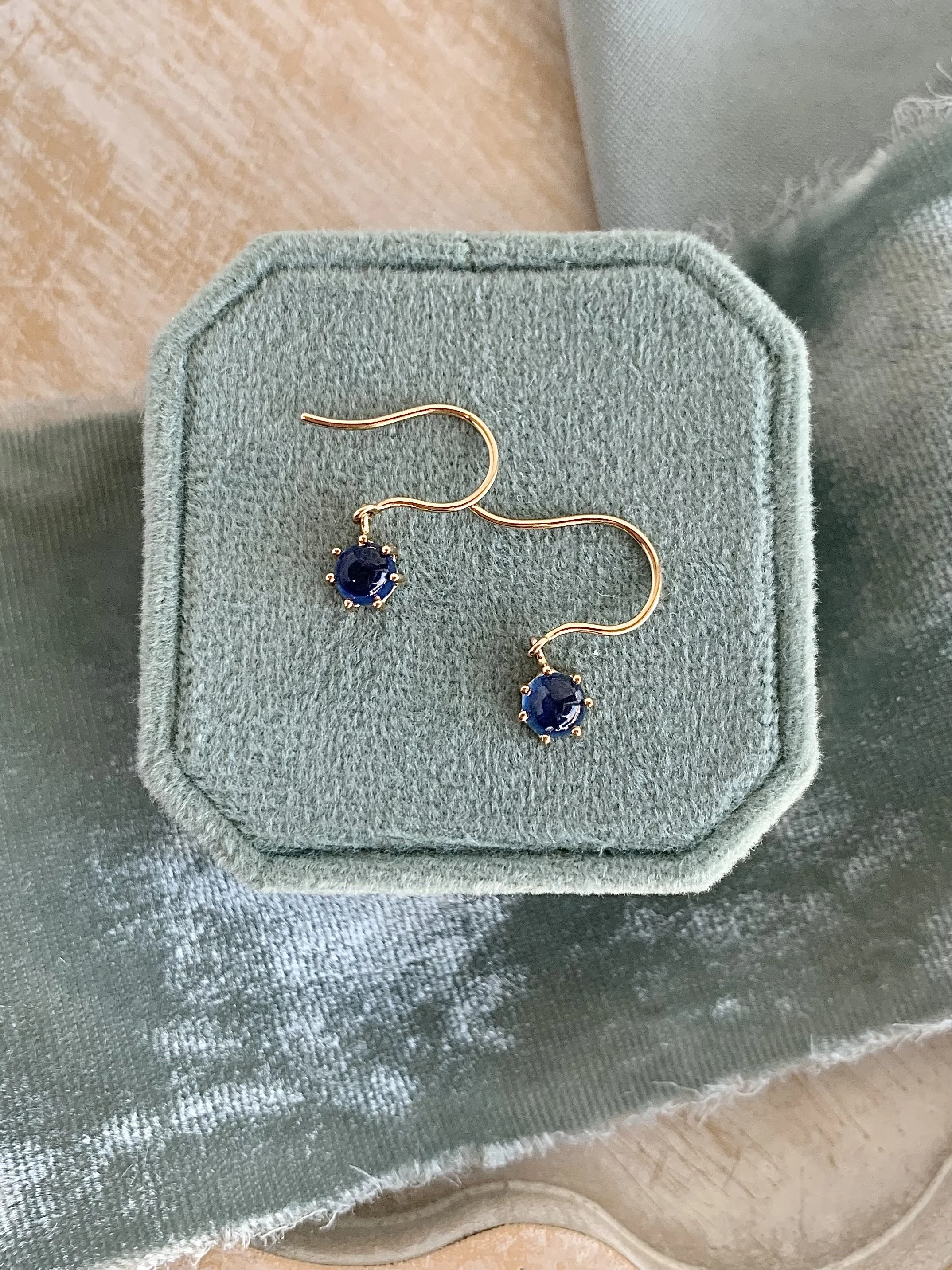 Charming Sapphire 14k Yellow Gold Earrings
