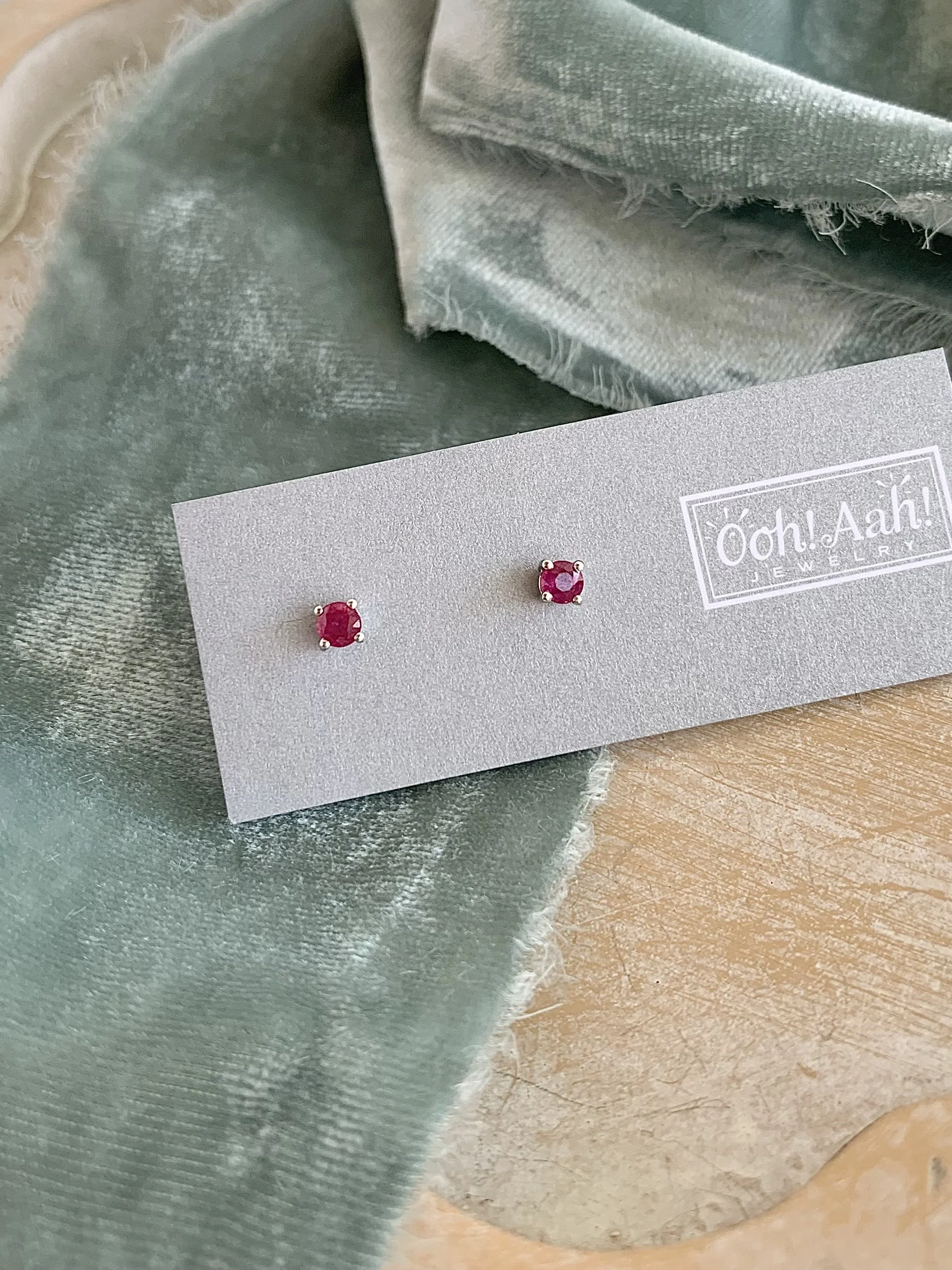 Lustrous Ruby Silver Stud Earrings