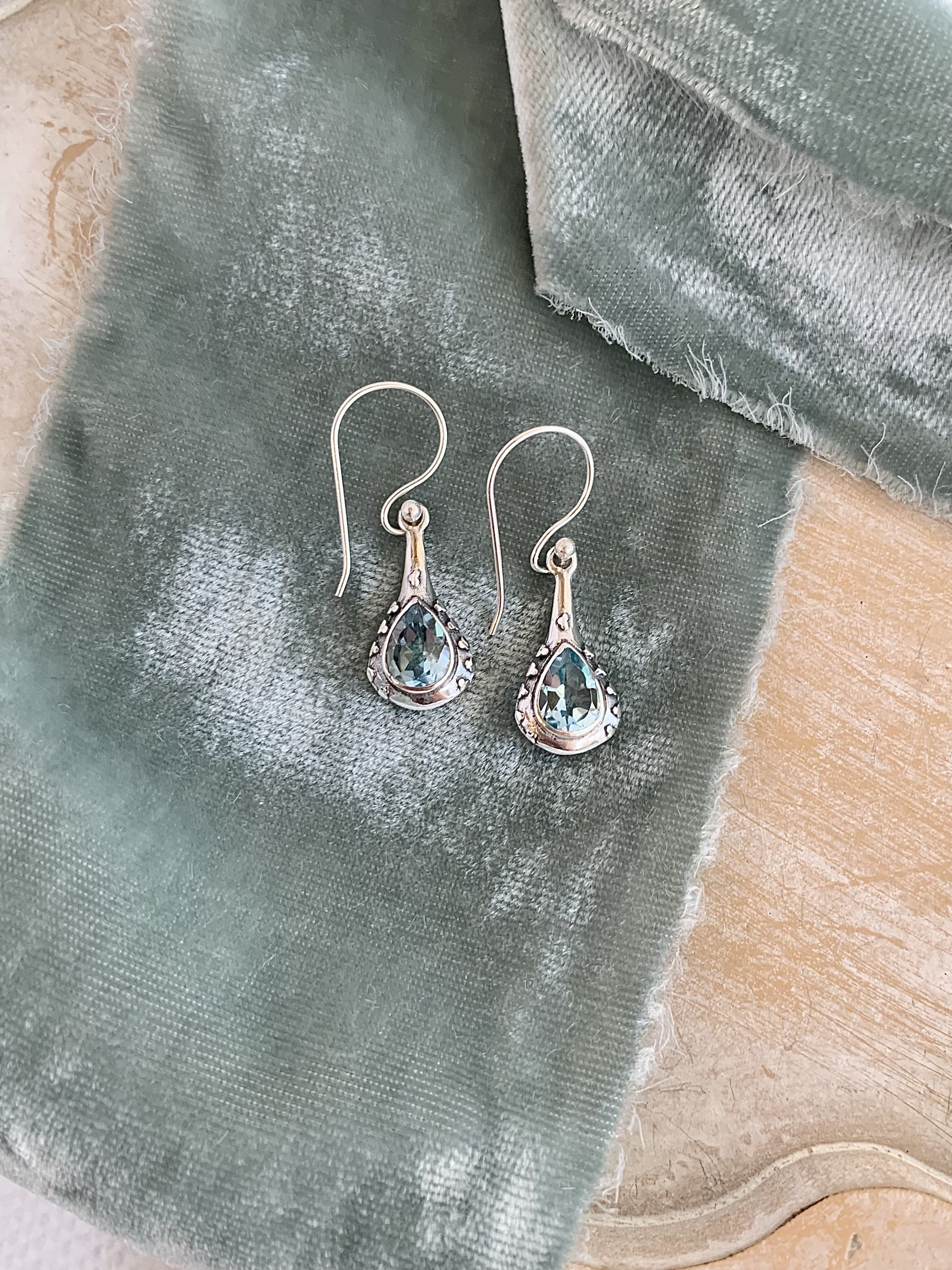 Sweet Blue Topaz Silver Earrings