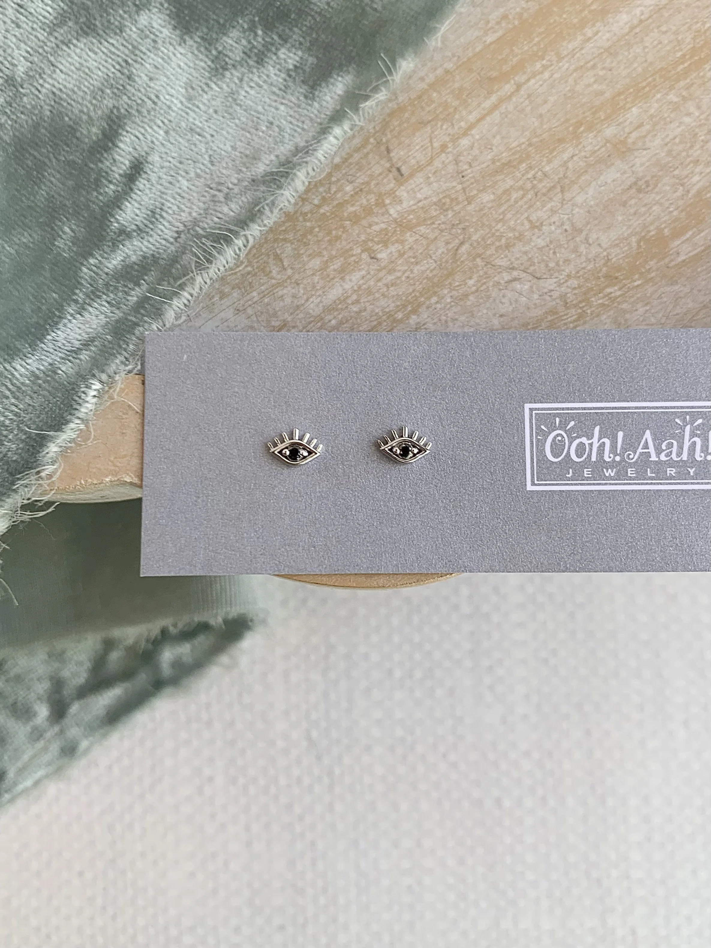 Petite Evil Eye Sapphire Post Earrings