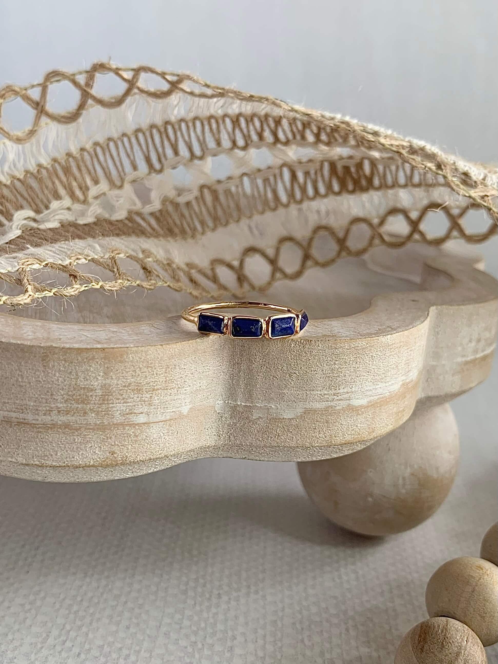Night Sky Lapis 14k Yellow Gold Stack Ring