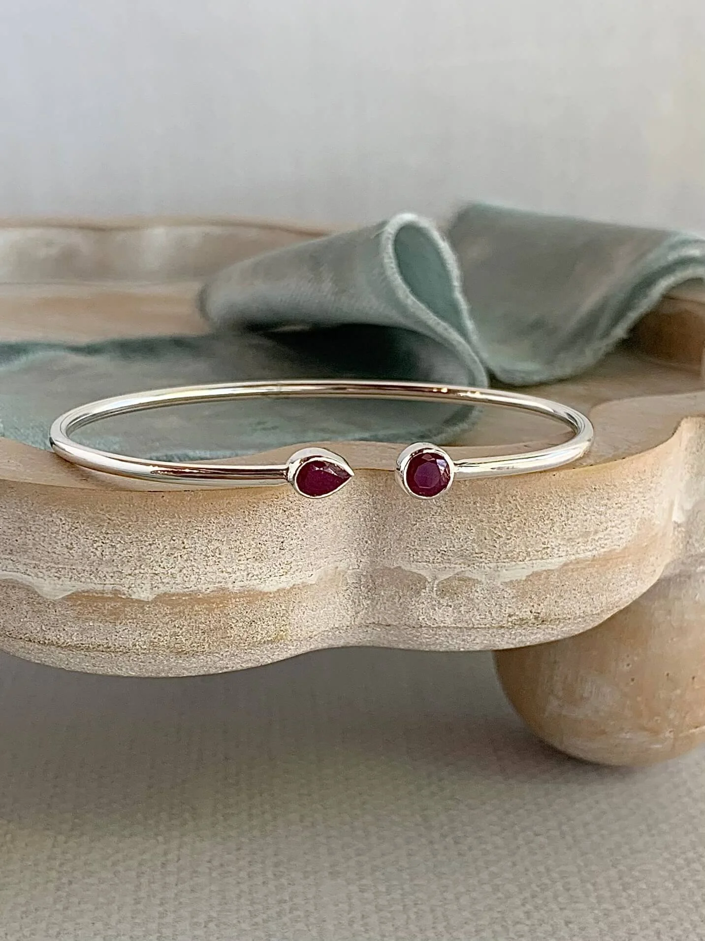 Ruby Silver Twist Bracelet