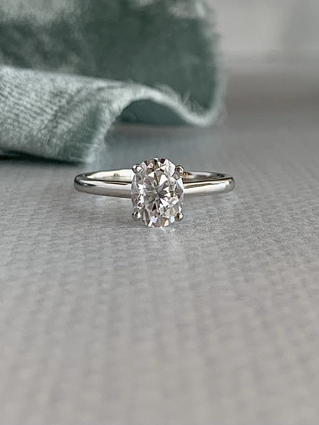 Ashleigh Oval Moissanite 14k White Gold Engagement Ring