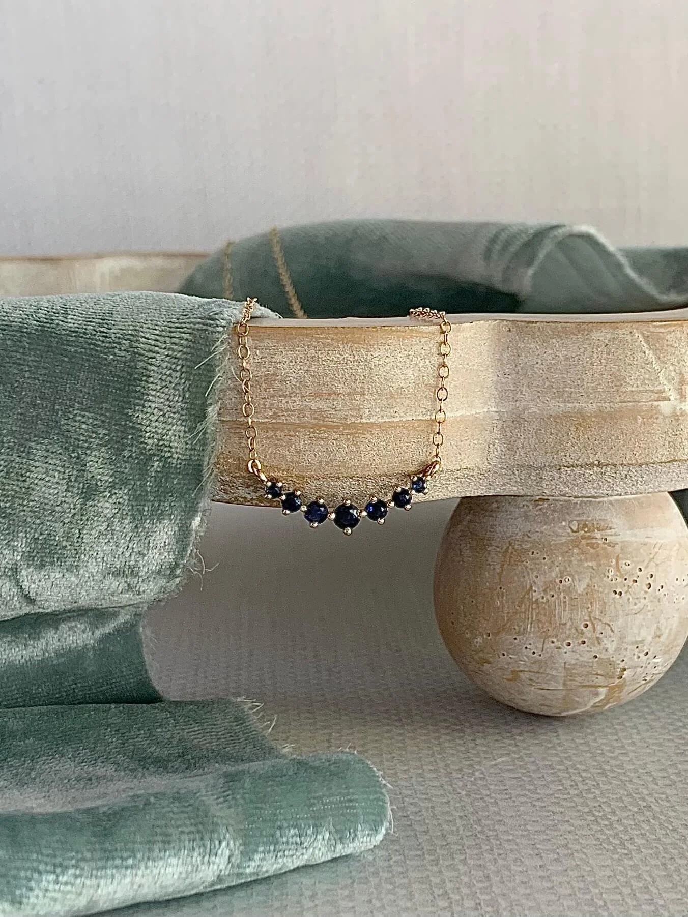 Deep Sapphire 14k Yellow Gold Necklace