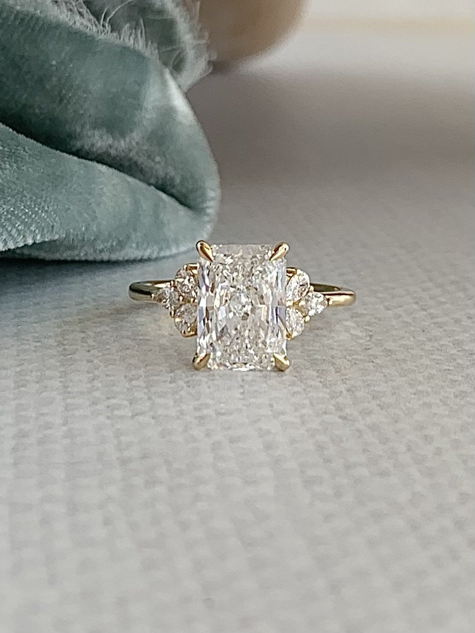 Lorenza 3.68ct Radiant Lab Diamond 14k Yellow Gold Engagement Ring