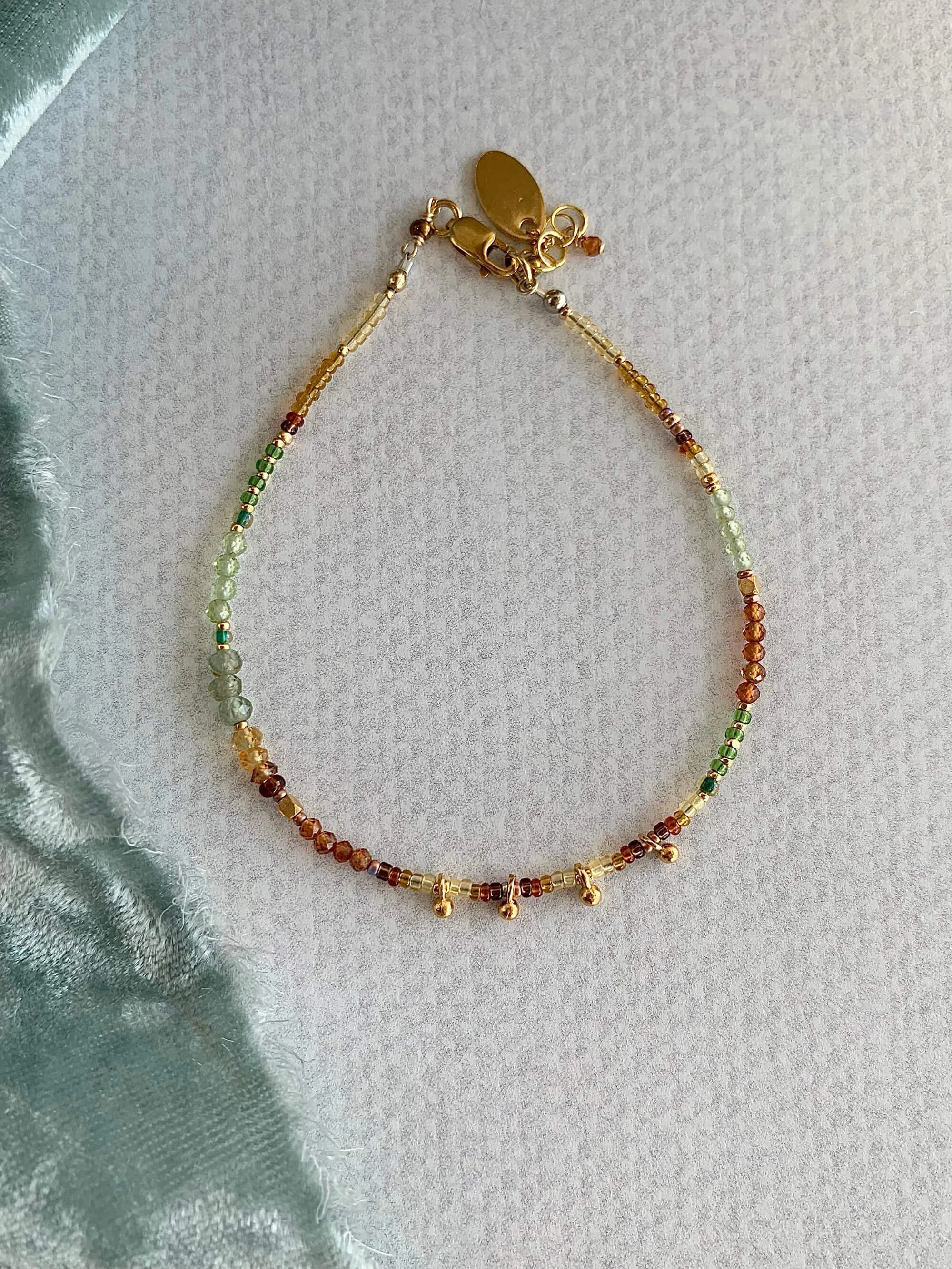 Peridot, Green Apatite, Citrine Gold Fill Bracelet