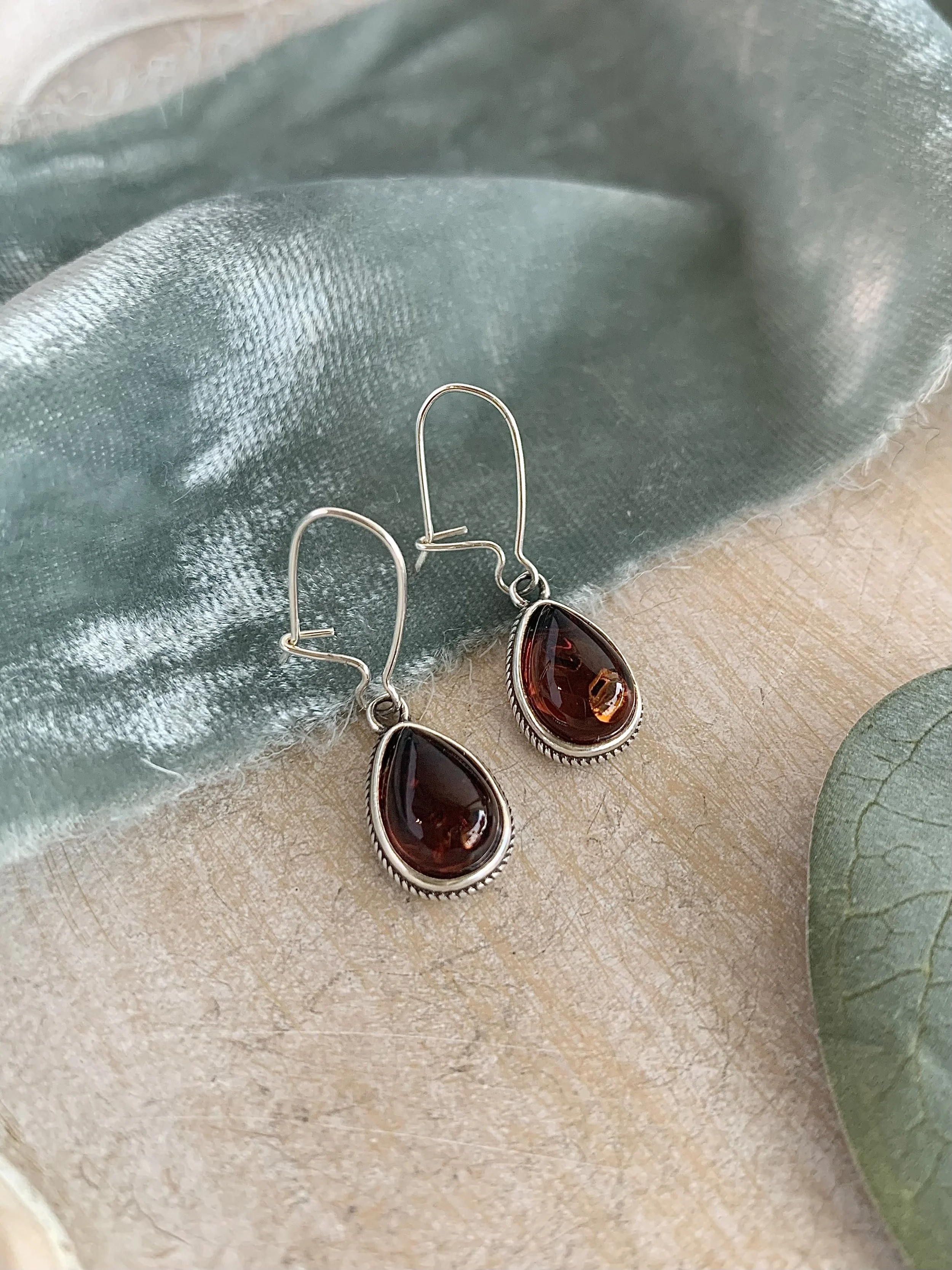 Joyful Amber Silver Earrings